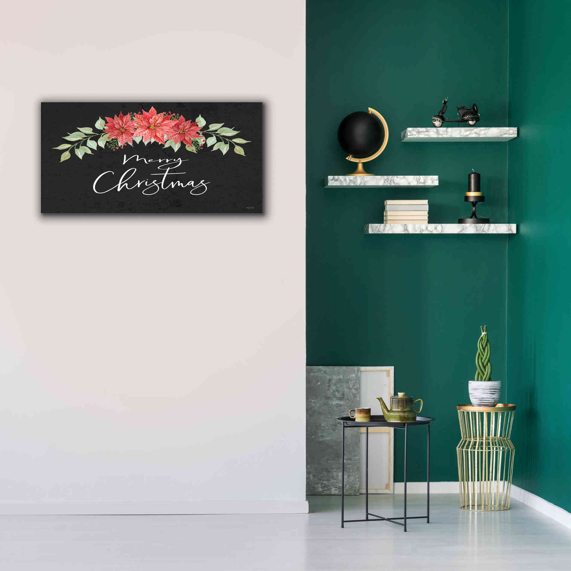 'Merry Christmas Simply' by Cindy Jacobs, Canvas Wall Art,40 x 20