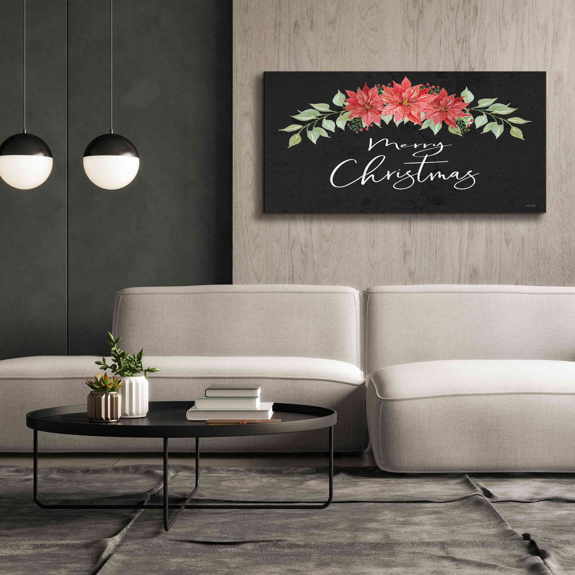 'Merry Christmas Simply' by Cindy Jacobs, Canvas Wall Art,60 x 30