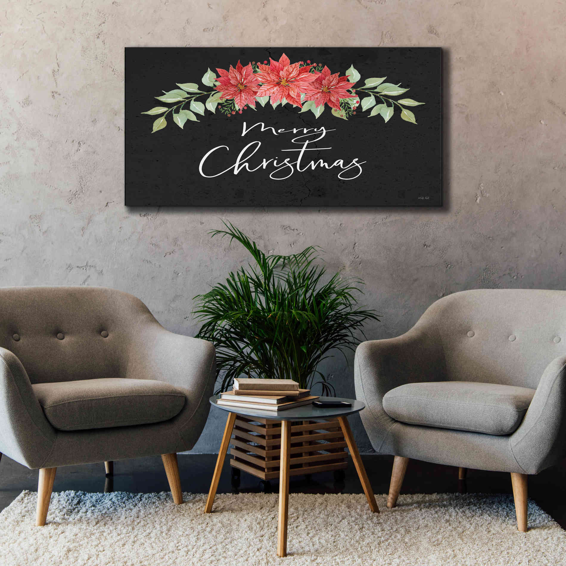 'Merry Christmas Simply' by Cindy Jacobs, Canvas Wall Art,60 x 30