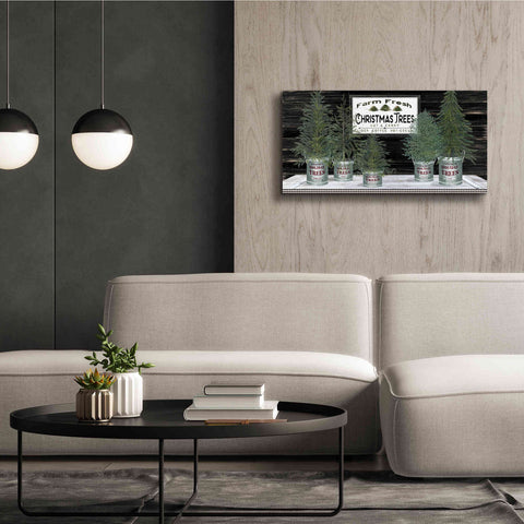 Image of 'Galvanized Pots Christmas Trees II' by Cindy Jacobs, Canvas Wall Art,40 x 20
