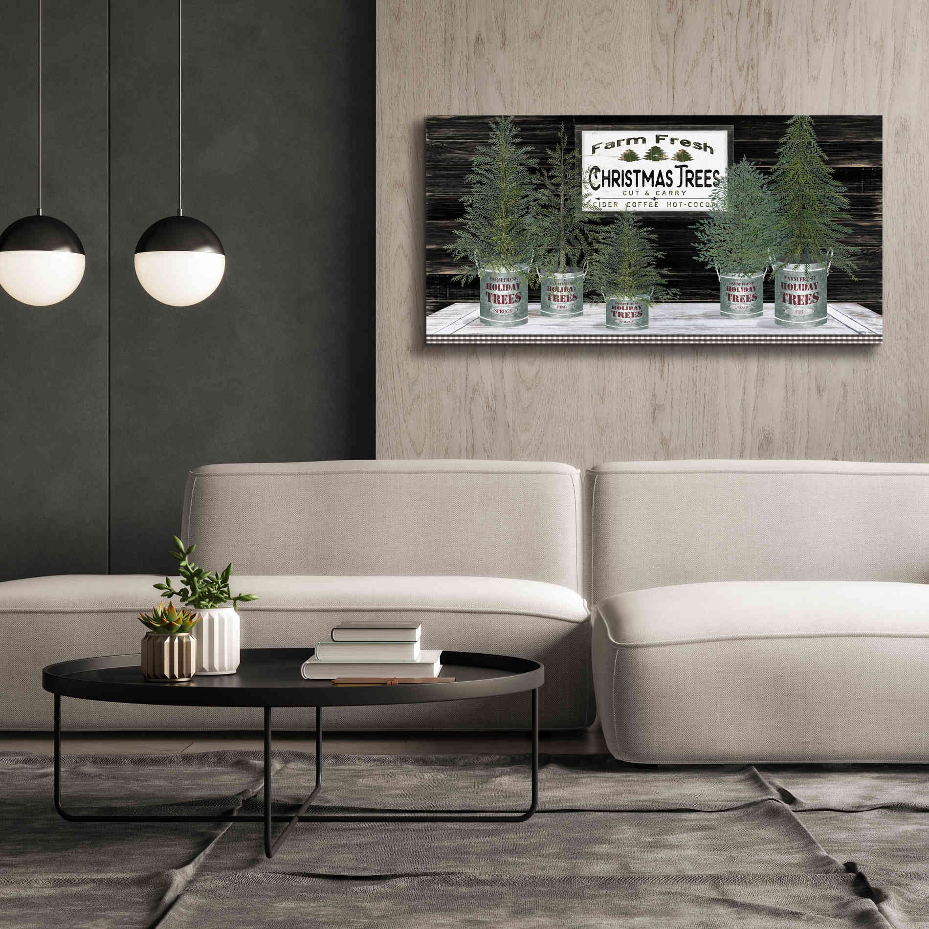 'Galvanized Pots Christmas Trees II' by Cindy Jacobs, Canvas Wall Art,60 x 30