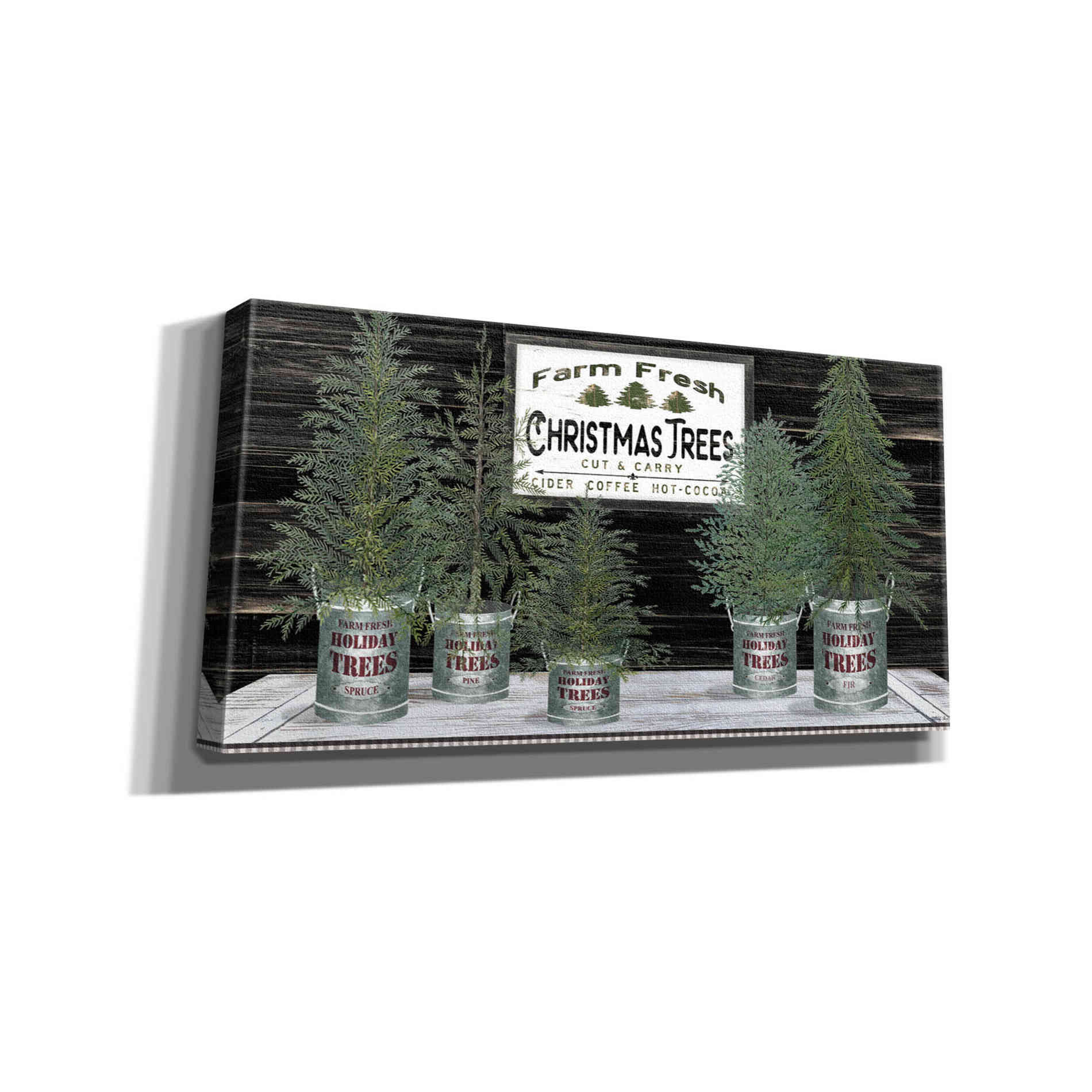 'Galvanized Pots Christmas Trees II' by Cindy Jacobs, Canvas Wall Art
