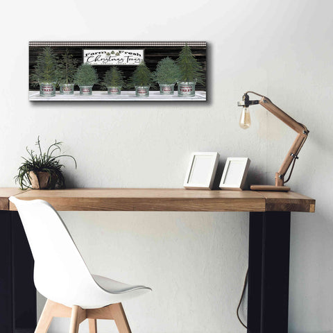 Image of 'Galvanized Pots Christmas Trees I' by Cindy Jacobs, Canvas Wall Art,36 x 12