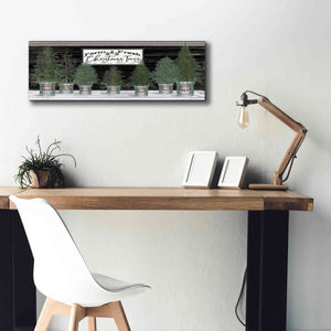 'Galvanized Pots Christmas Trees I' by Cindy Jacobs, Canvas Wall Art,36 x 12