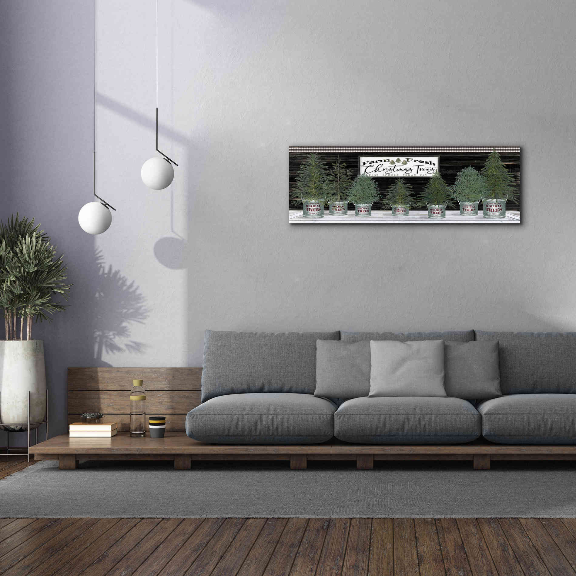 'Galvanized Pots Christmas Trees I' by Cindy Jacobs, Canvas Wall Art,60 x 20