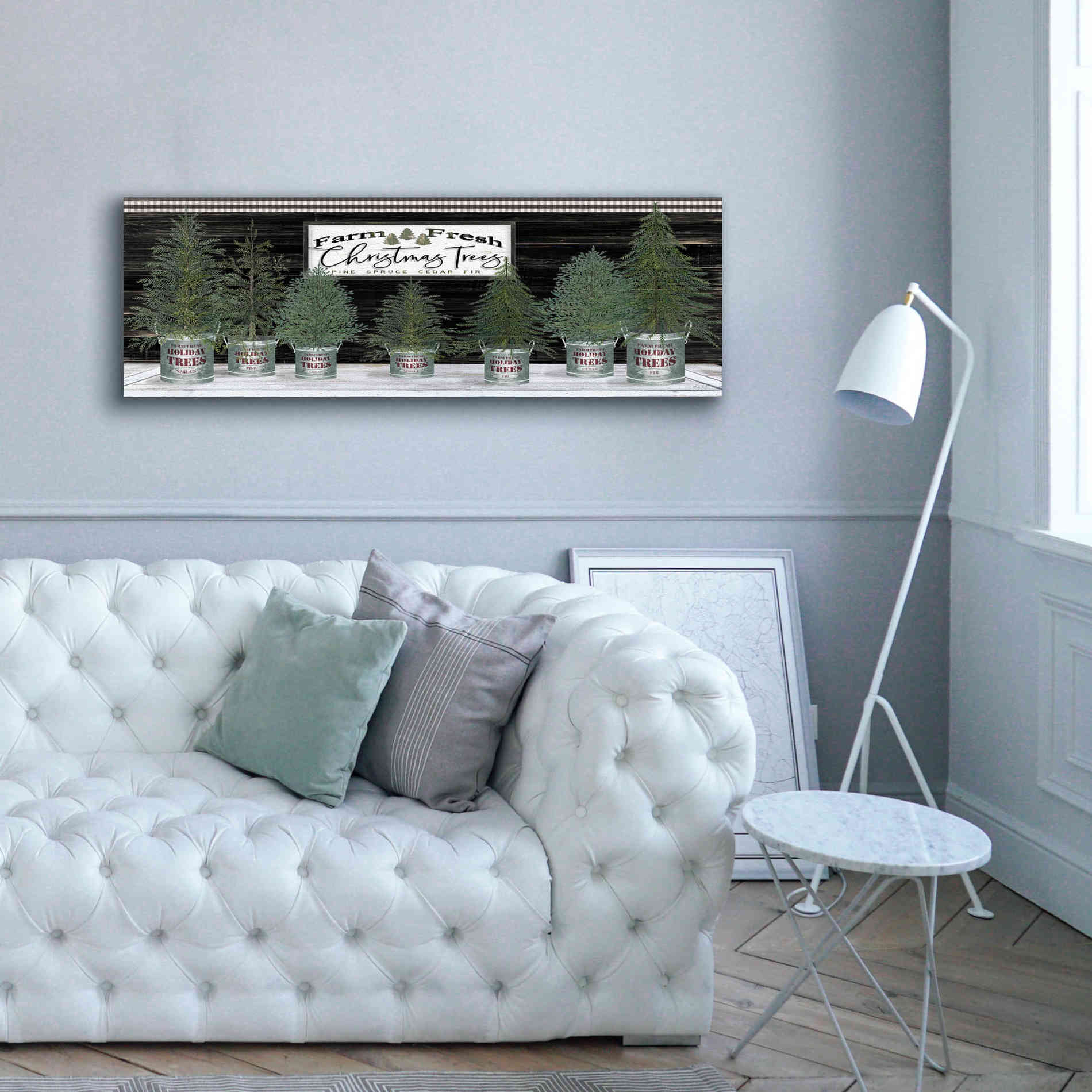 'Galvanized Pots Christmas Trees I' by Cindy Jacobs, Canvas Wall Art,60 x 20