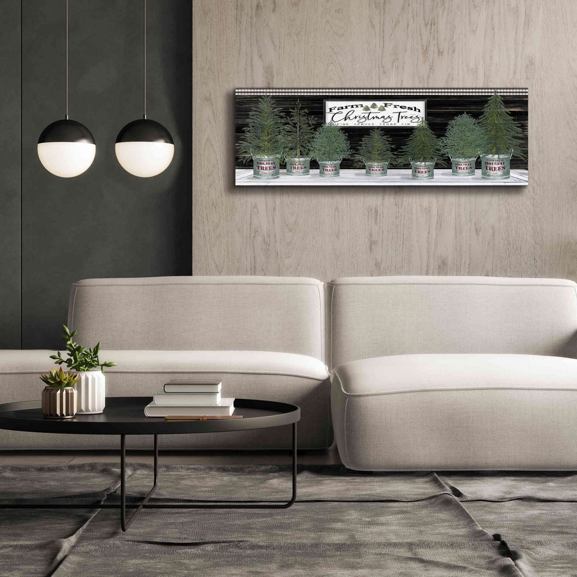 'Galvanized Pots Christmas Trees I' by Cindy Jacobs, Canvas Wall Art,60 x 20