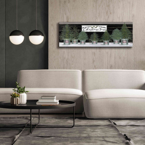 Image of 'Galvanized Pots Christmas Trees I' by Cindy Jacobs, Canvas Wall Art,60 x 20
