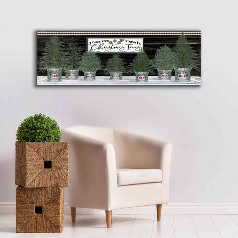Image of 'Galvanized Pots Christmas Trees I' by Cindy Jacobs, Canvas Wall Art,60 x 20