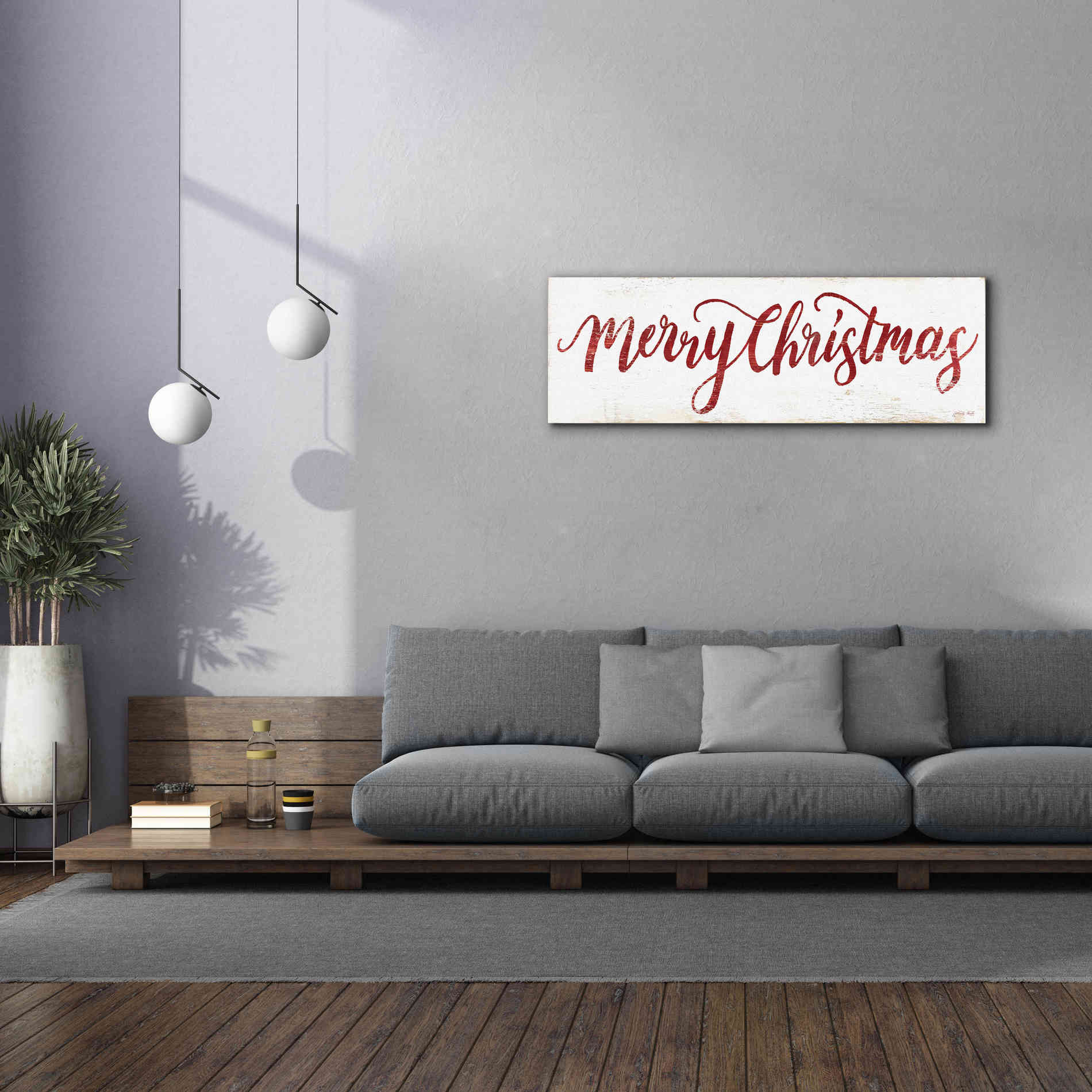 'Merry Christmas Cursive' by Cindy Jacobs, Canvas Wall Art,60 x 20