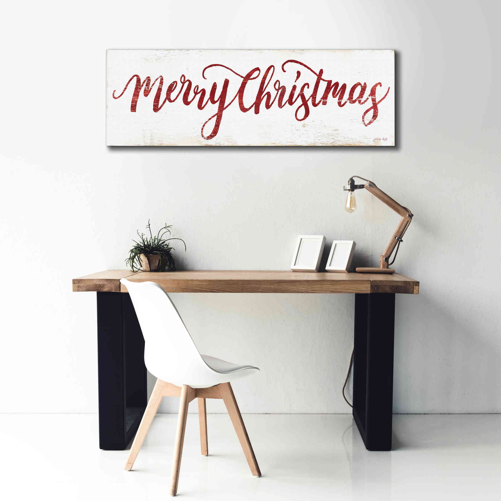 'Merry Christmas Cursive' by Cindy Jacobs, Canvas Wall Art,60 x 20