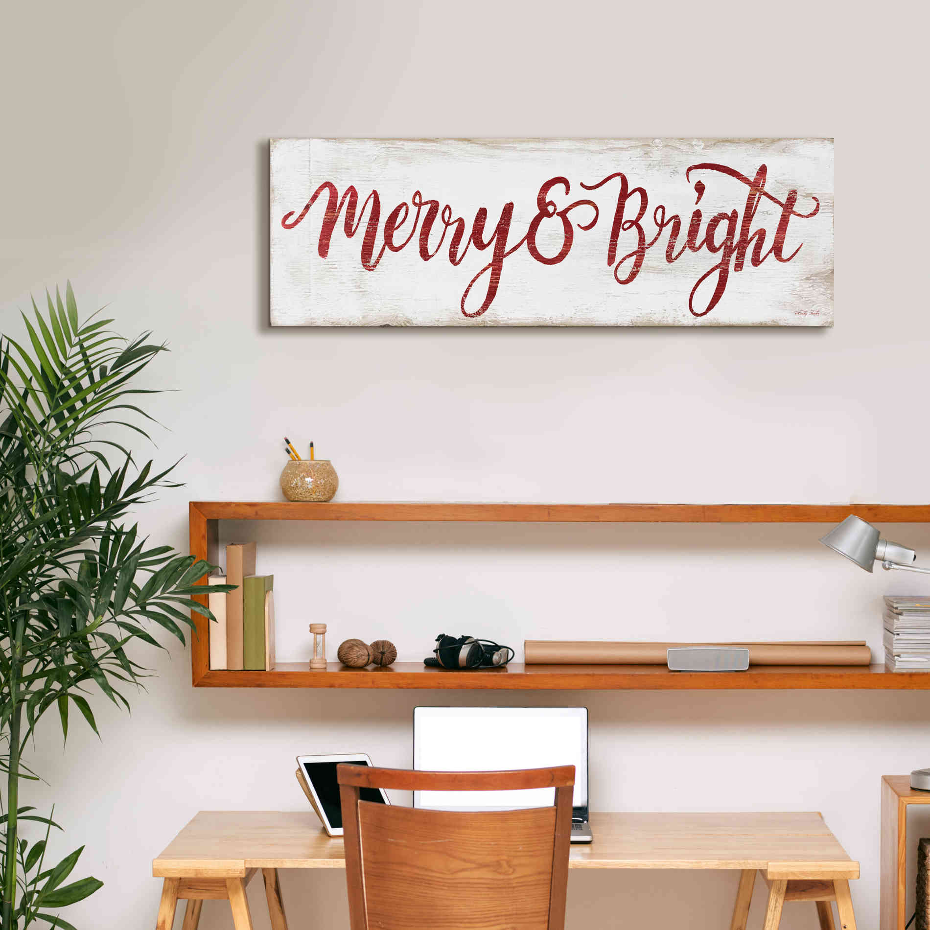 'Merry & Bright Cursive' by Cindy Jacobs, Canvas Wall Art,36 x 12