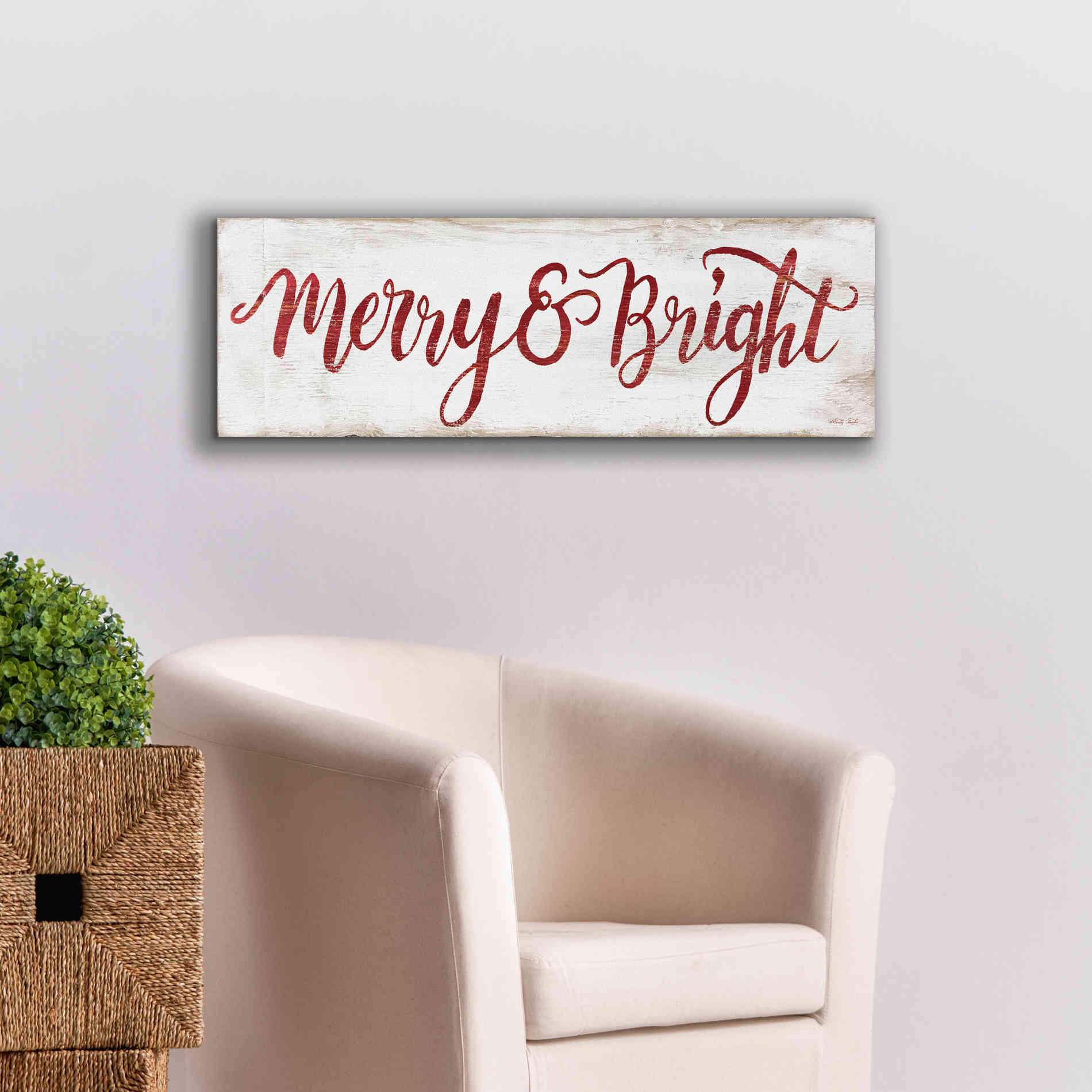 'Merry & Bright Cursive' by Cindy Jacobs, Canvas Wall Art,36 x 12