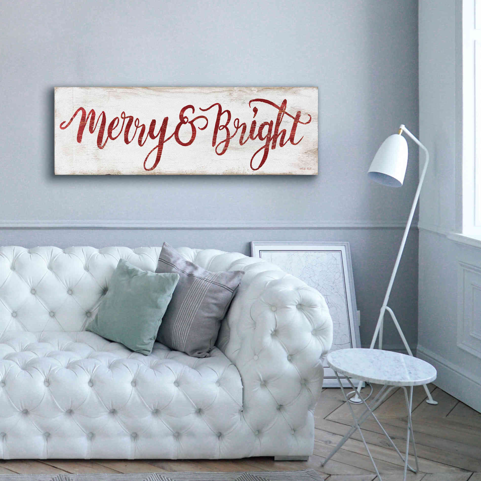 'Merry & Bright Cursive' by Cindy Jacobs, Canvas Wall Art,60 x 20