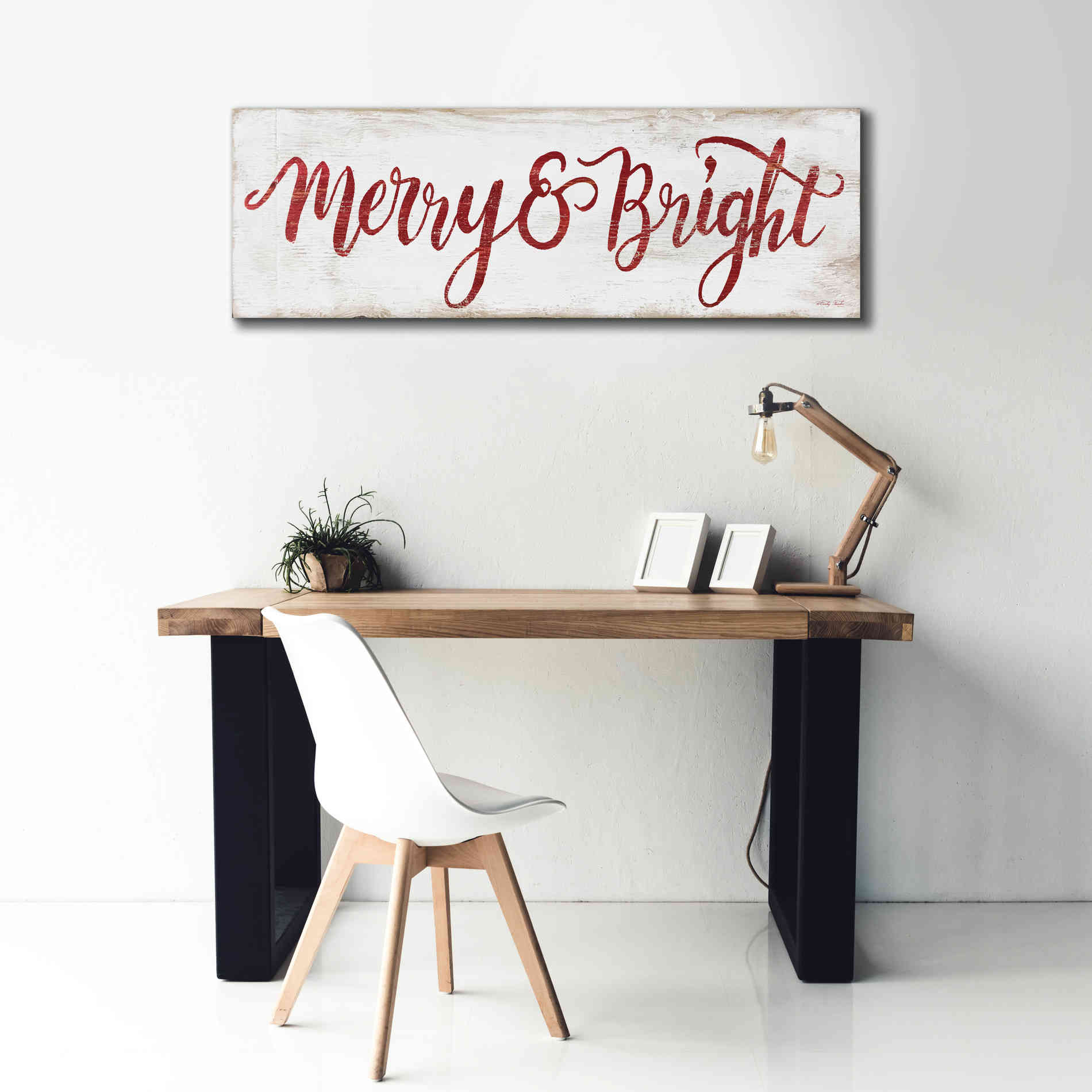 'Merry & Bright Cursive' by Cindy Jacobs, Canvas Wall Art,60 x 20