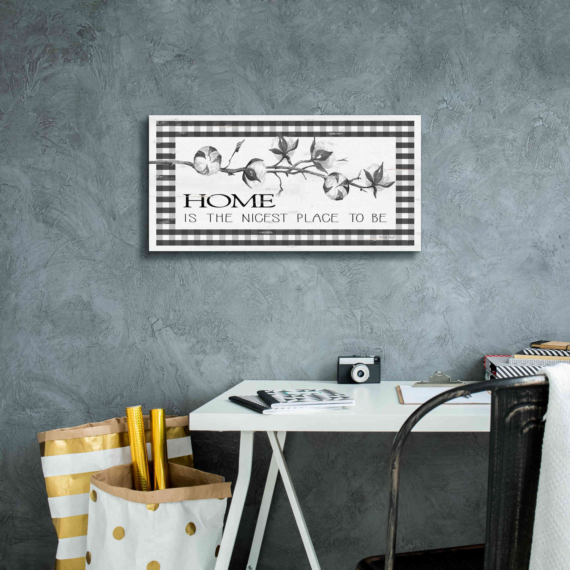 'Home Plaid' by Cindy Jacobs, Canvas Wall Art,24 x 12