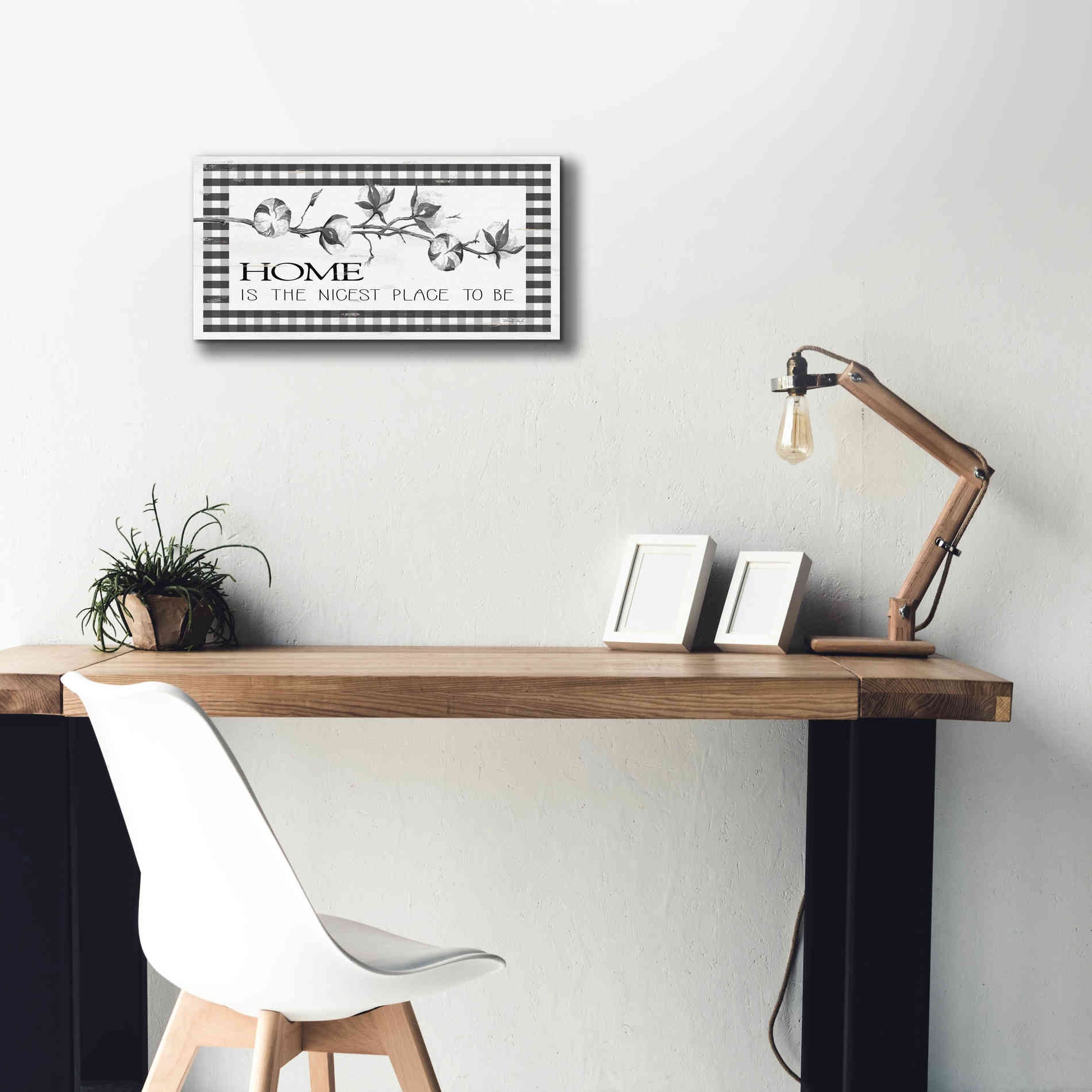 'Home Plaid' by Cindy Jacobs, Canvas Wall Art,24 x 12