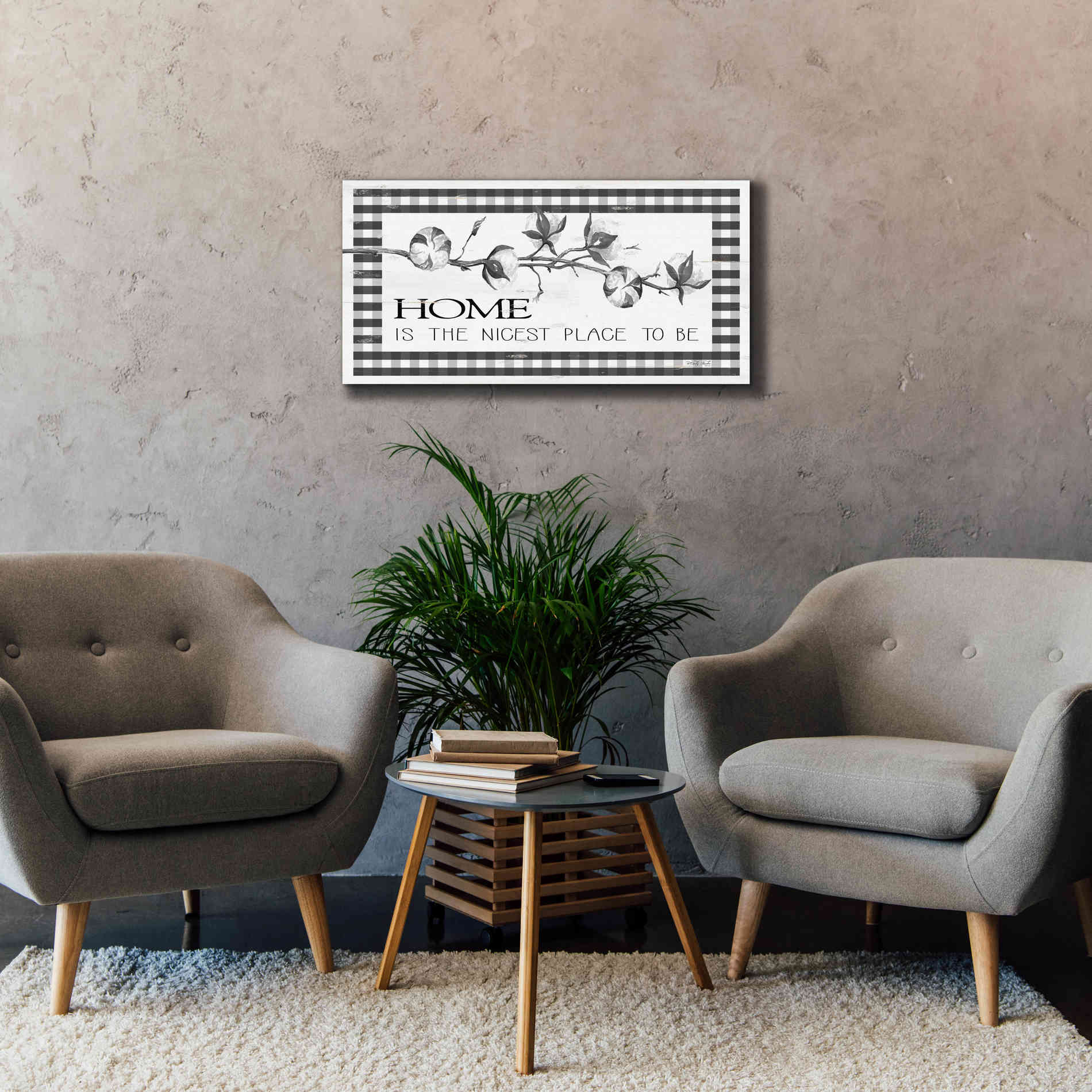 'Home Plaid' by Cindy Jacobs, Canvas Wall Art,40 x 20