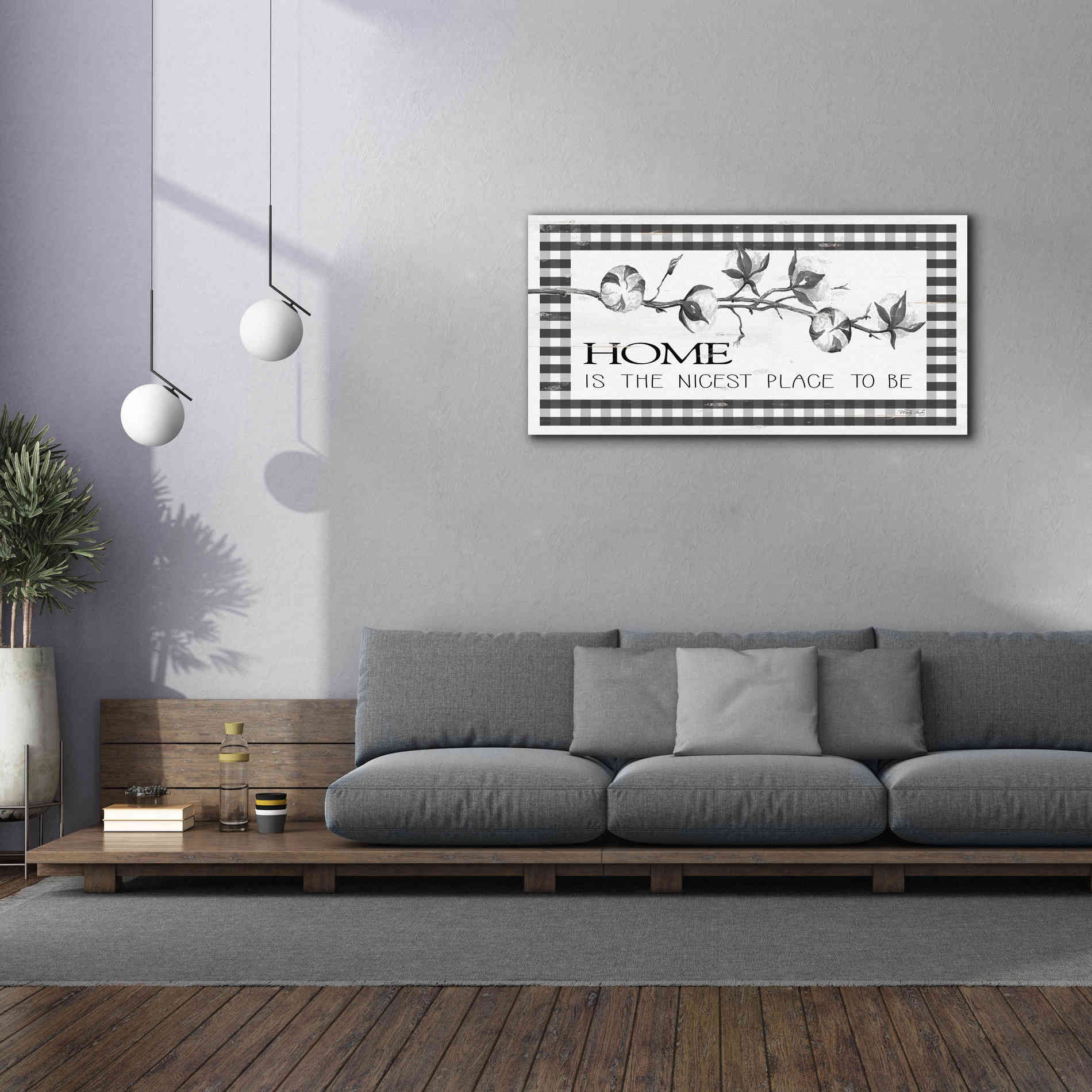 'Home Plaid' by Cindy Jacobs, Canvas Wall Art,60 x 30