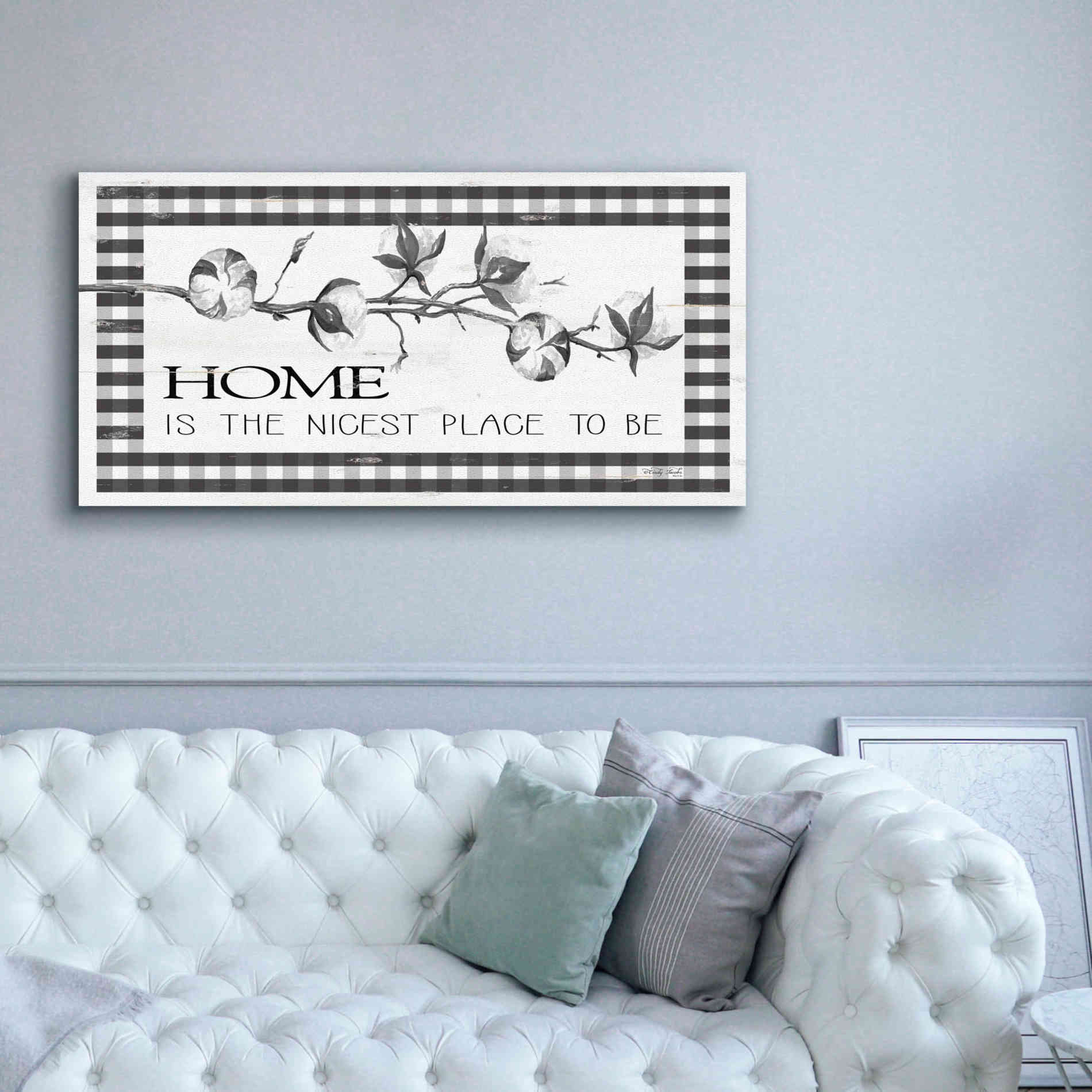 'Home Plaid' by Cindy Jacobs, Canvas Wall Art,60 x 30