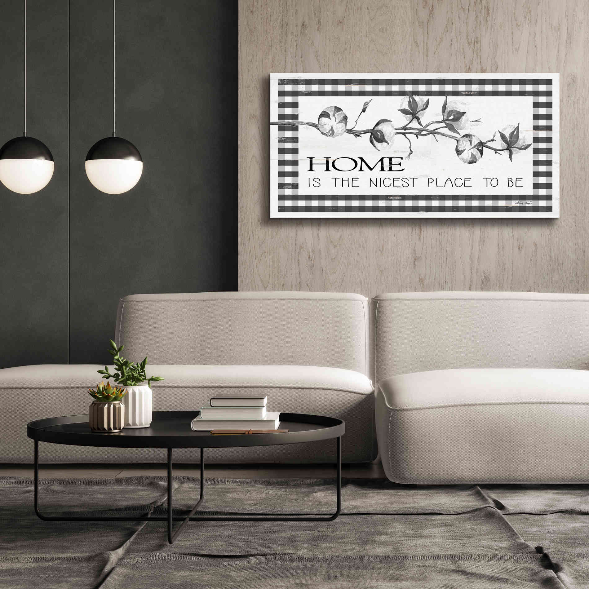 'Home Plaid' by Cindy Jacobs, Canvas Wall Art,60 x 30