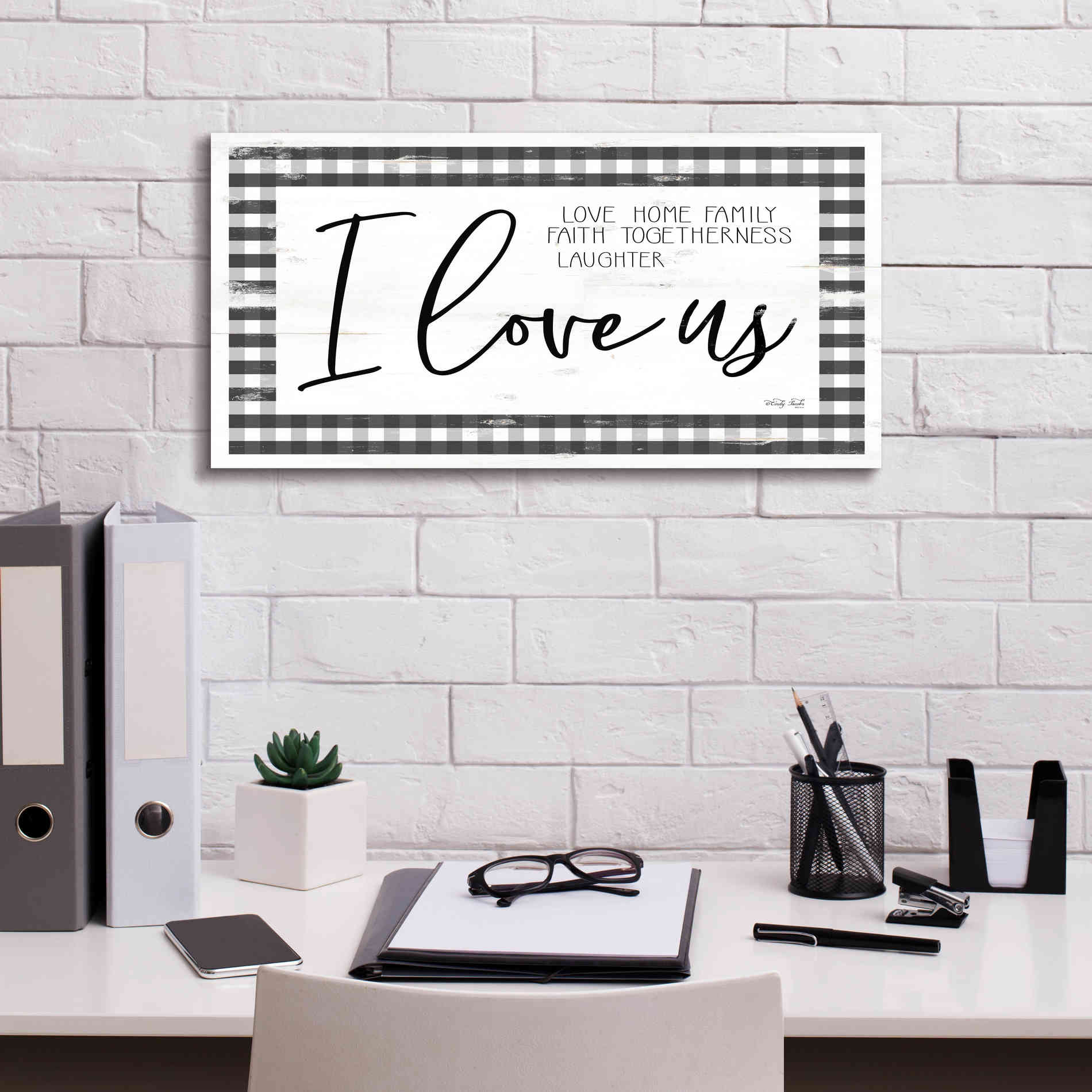 'I Love Us' by Cindy Jacobs, Canvas Wall Art,24 x 12
