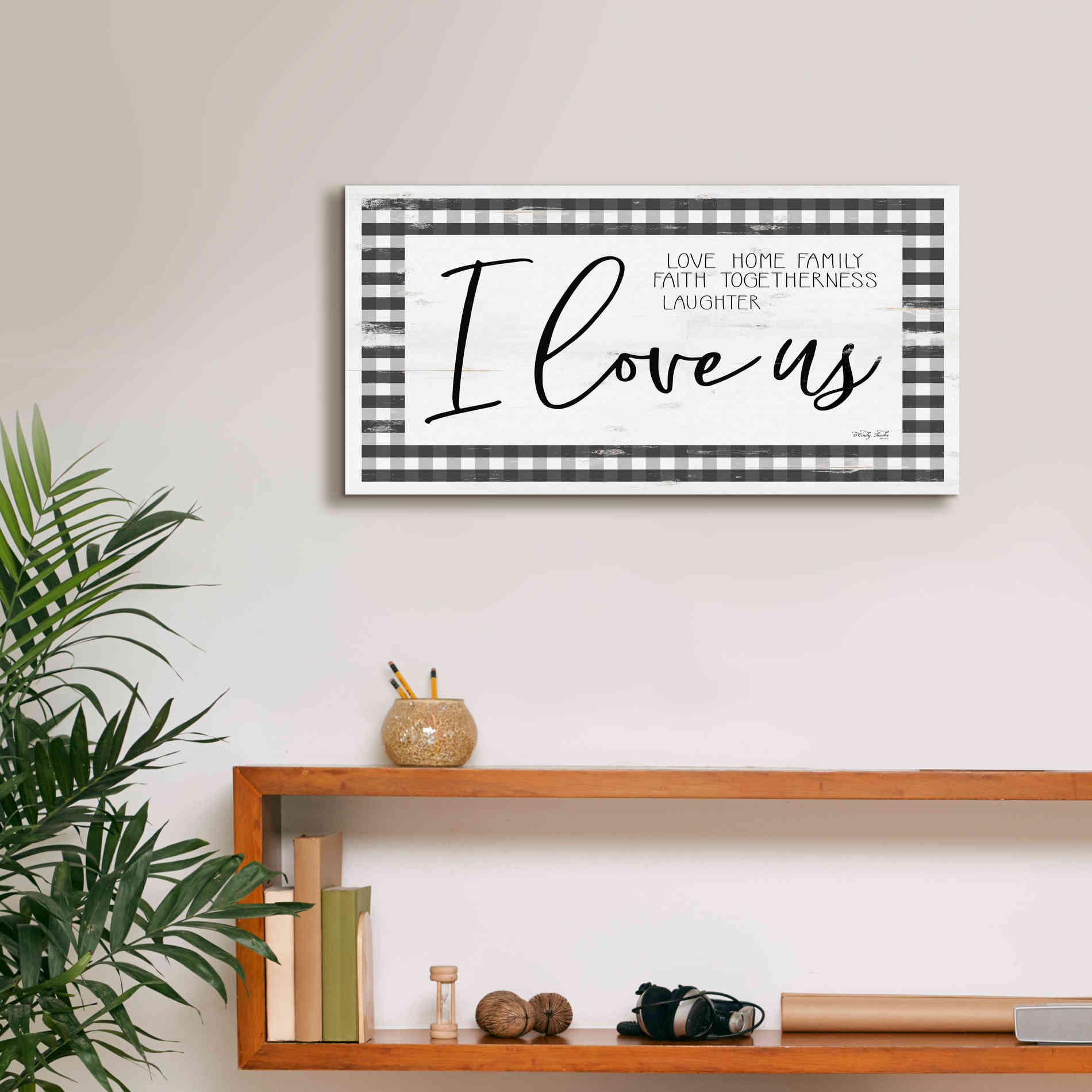 'I Love Us' by Cindy Jacobs, Canvas Wall Art,24 x 12