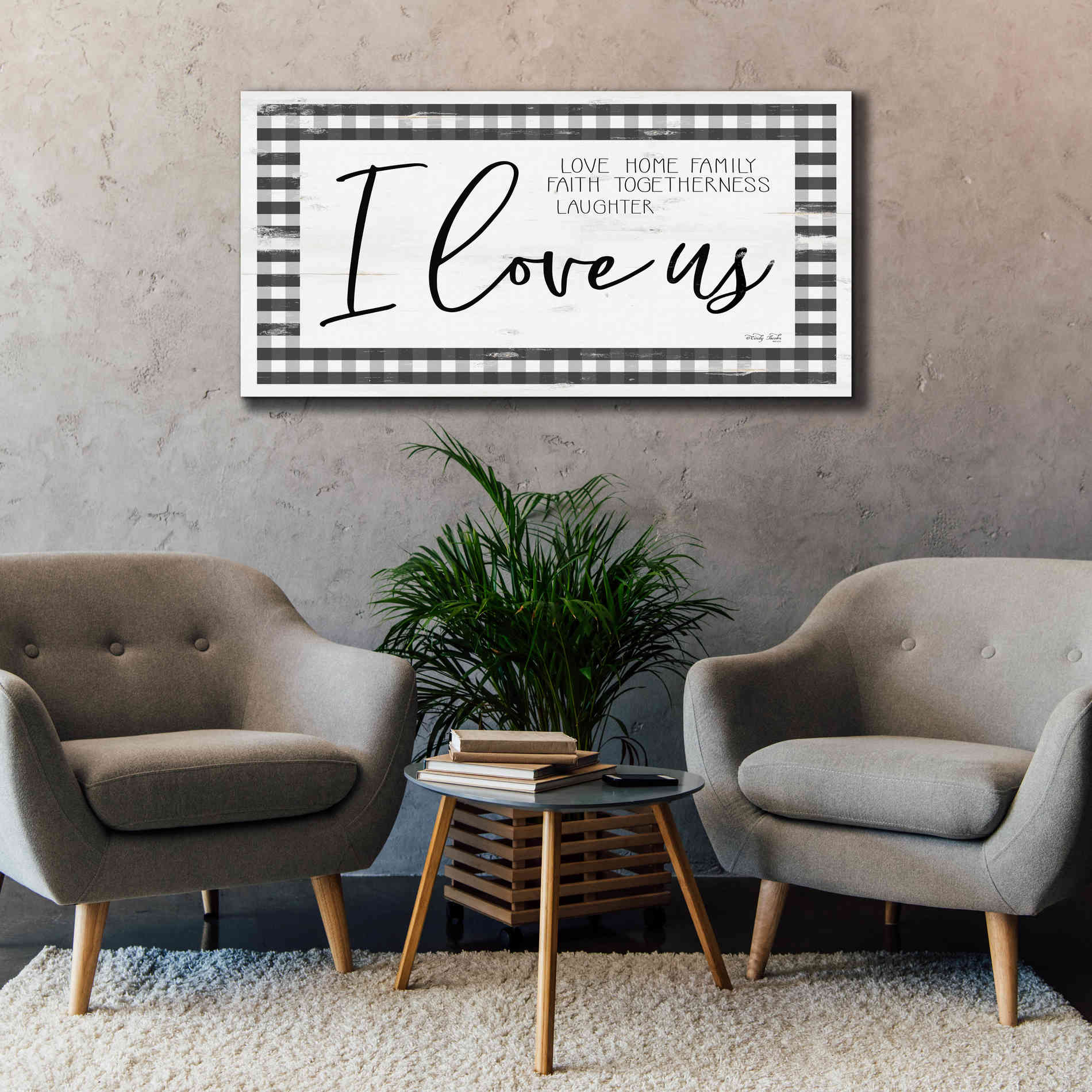 'I Love Us' by Cindy Jacobs, Canvas Wall Art,60 x 30