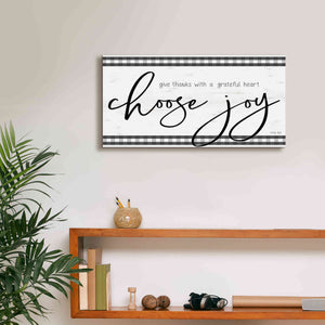 'Choose Joy Plaid' by Cindy Jacobs, Canvas Wall Art,24 x 12