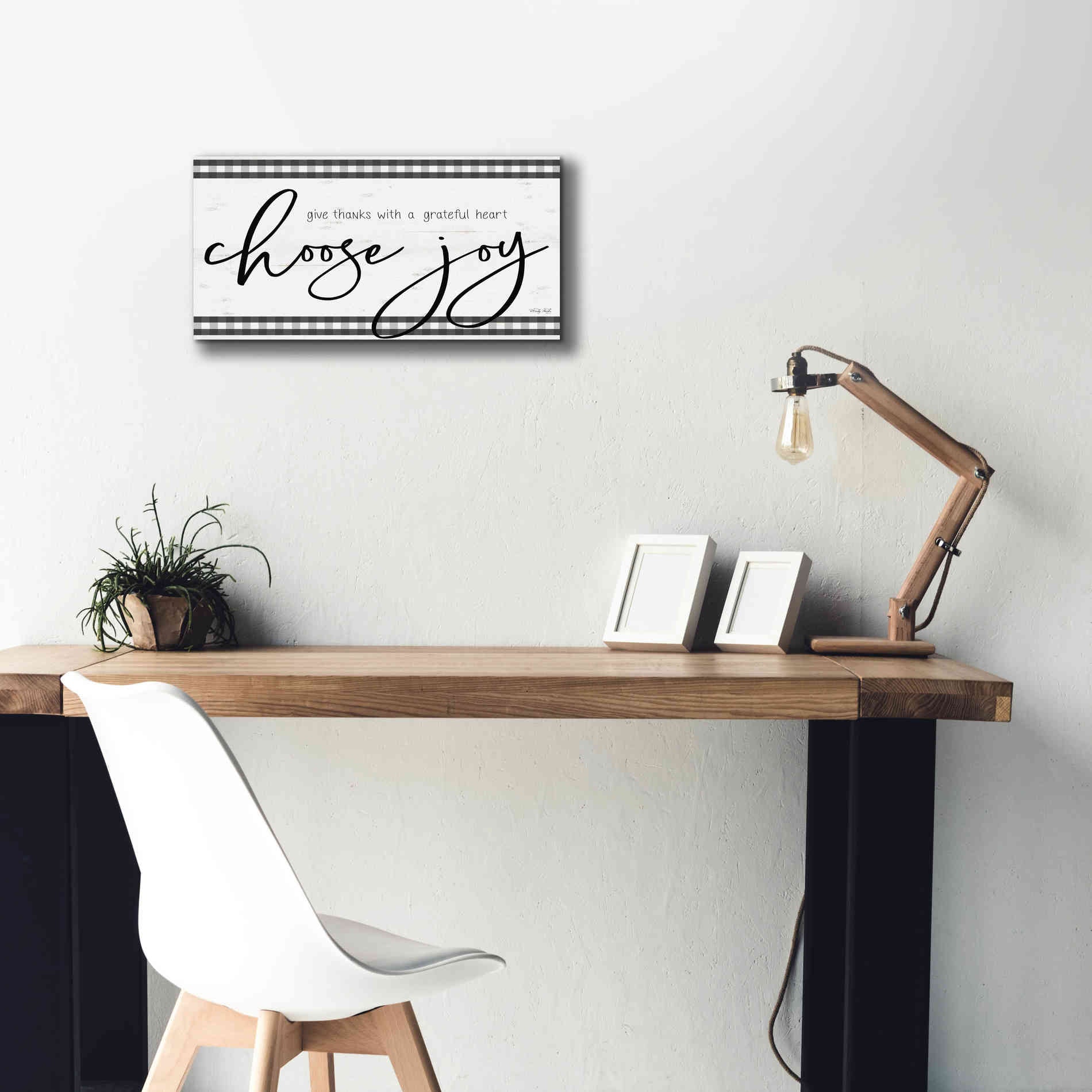 'Choose Joy Plaid' by Cindy Jacobs, Canvas Wall Art,24 x 12