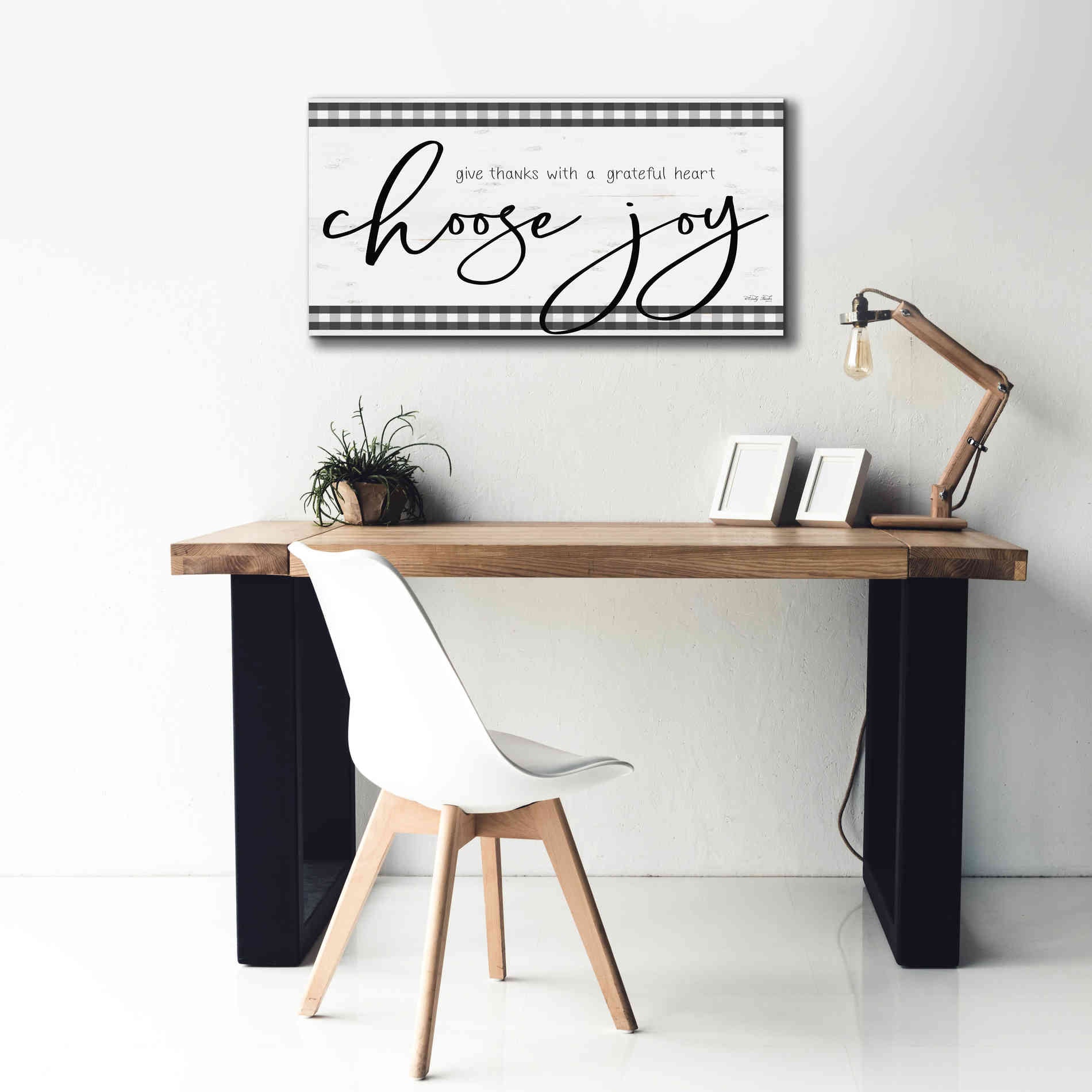 'Choose Joy Plaid' by Cindy Jacobs, Canvas Wall Art,40 x 20