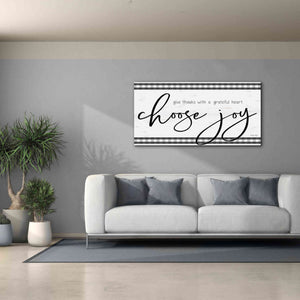 'Choose Joy Plaid' by Cindy Jacobs, Canvas Wall Art,60 x 30