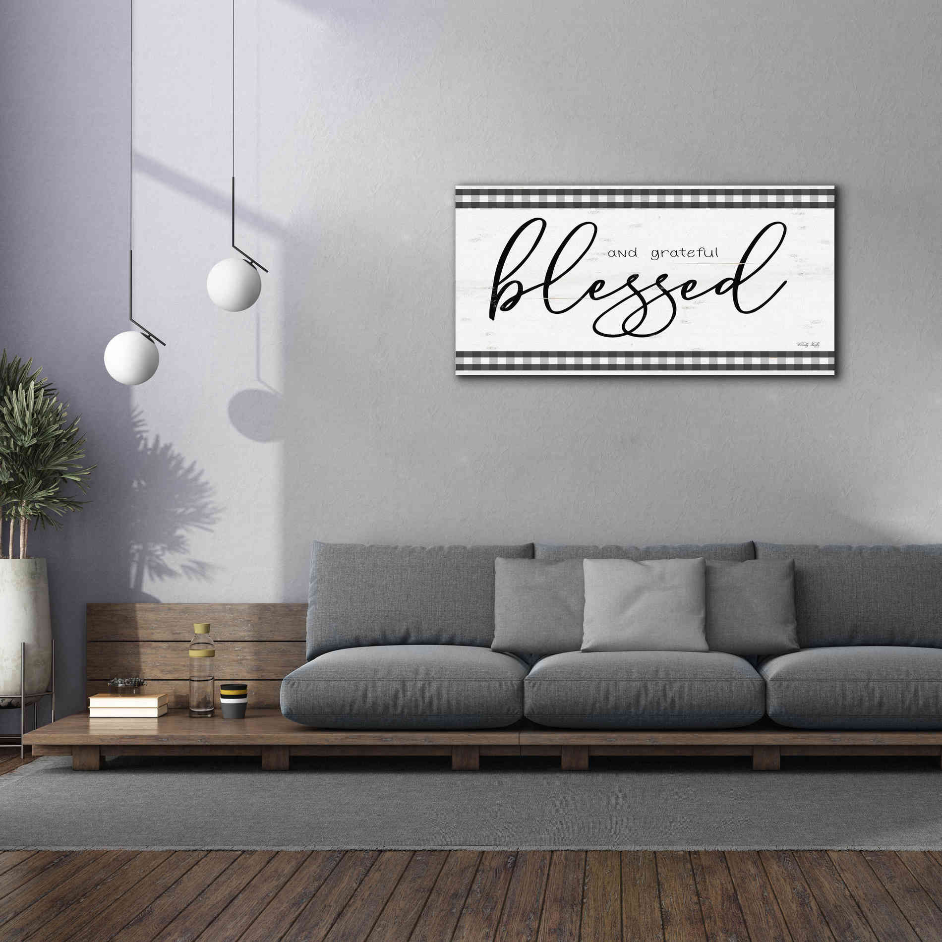 'Blessed and Grateful Plaid' by Cindy Jacobs, Canvas Wall Art,60 x 30