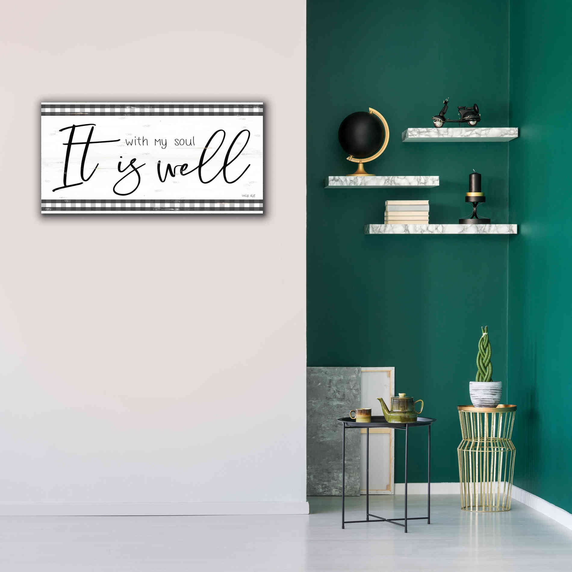 'It is Well Plaid' by Cindy Jacobs, Canvas Wall Art,40 x 20