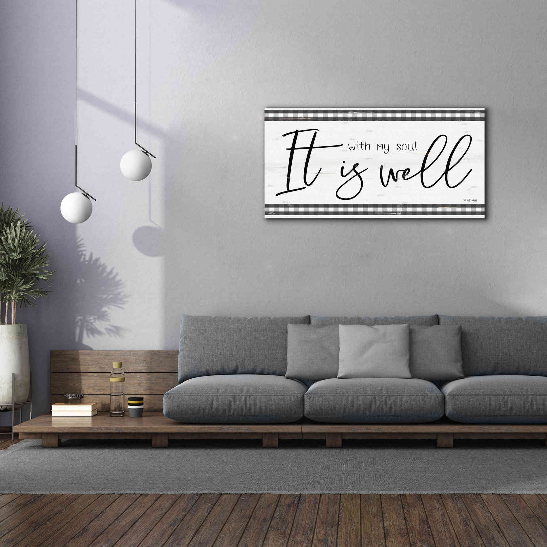 'It is Well Plaid' by Cindy Jacobs, Canvas Wall Art,60 x 30