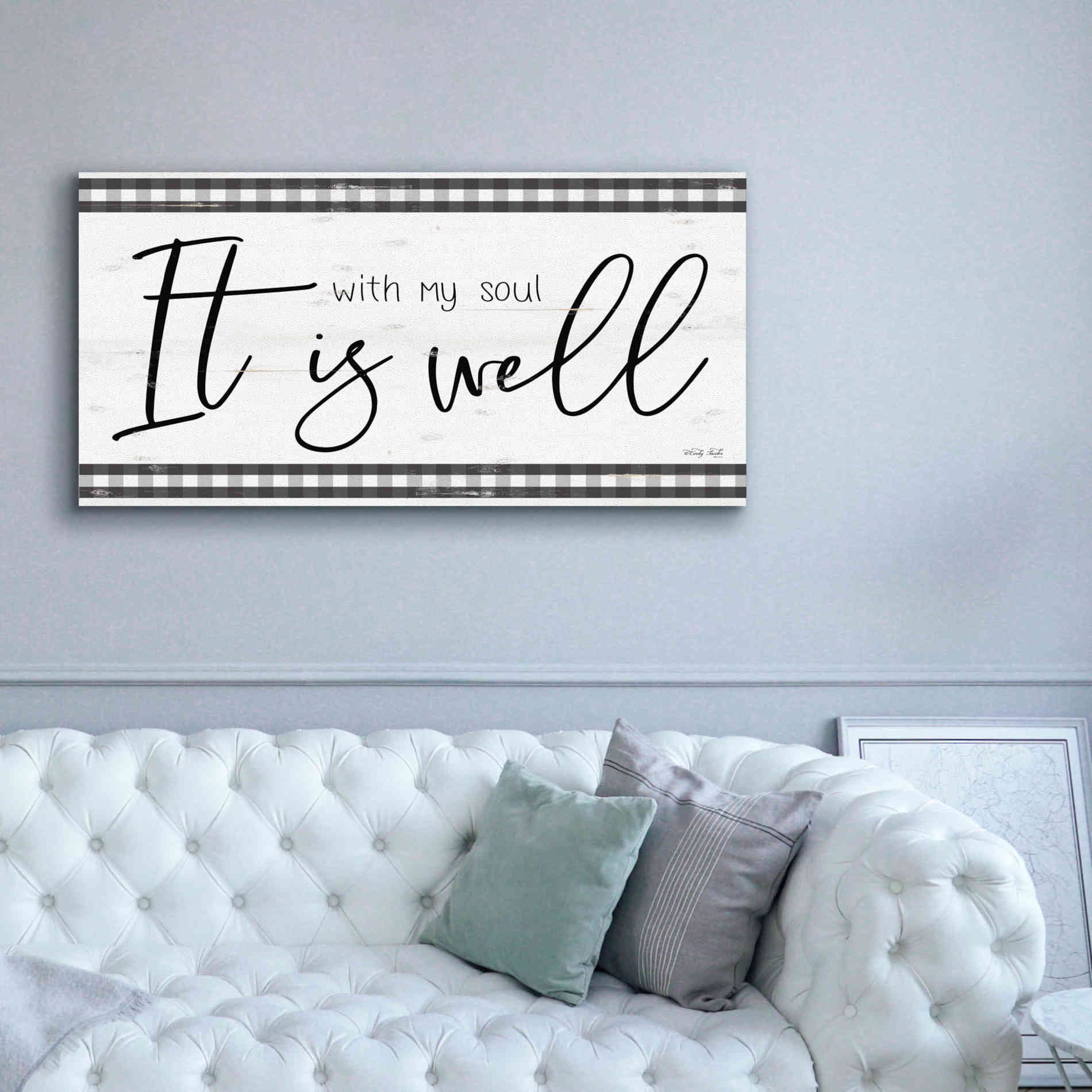 'It is Well Plaid' by Cindy Jacobs, Canvas Wall Art,60 x 30