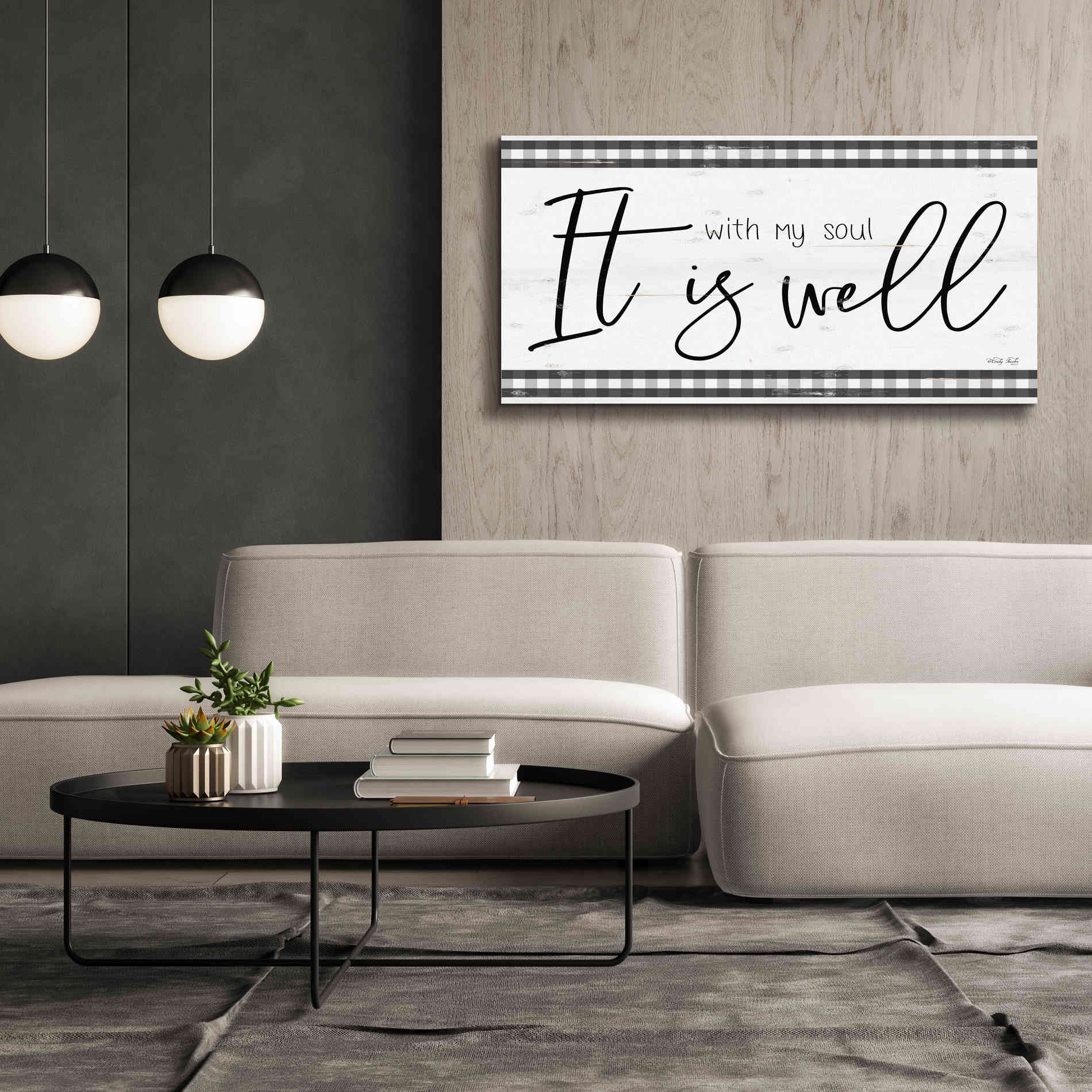 'It is Well Plaid' by Cindy Jacobs, Canvas Wall Art,60 x 30