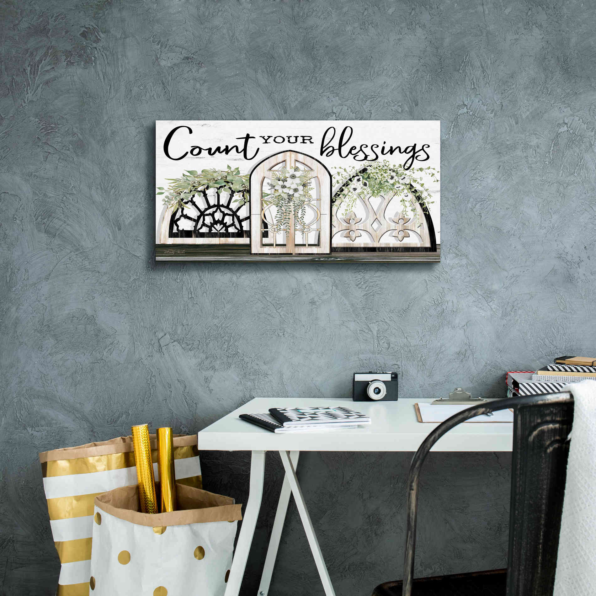 'Count Your Blessings' by Cindy Jacobs, Canvas Wall Art,24 x 12