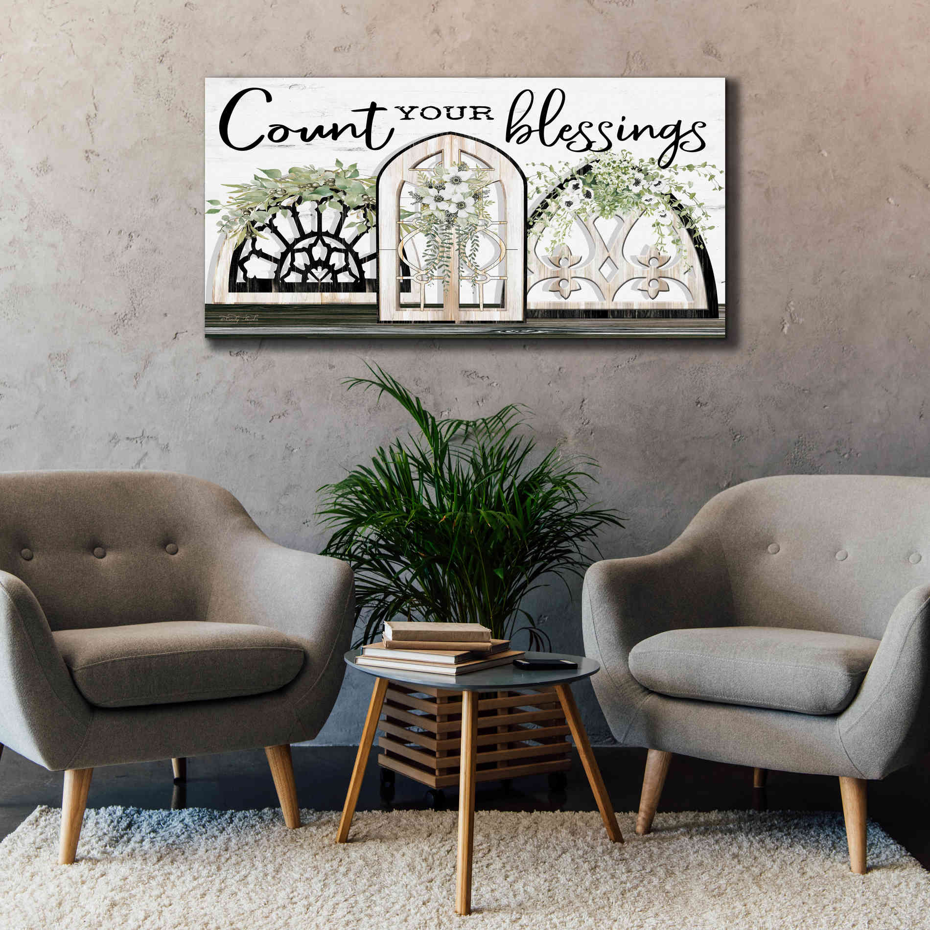 'Count Your Blessings' by Cindy Jacobs, Canvas Wall Art,60 x 30