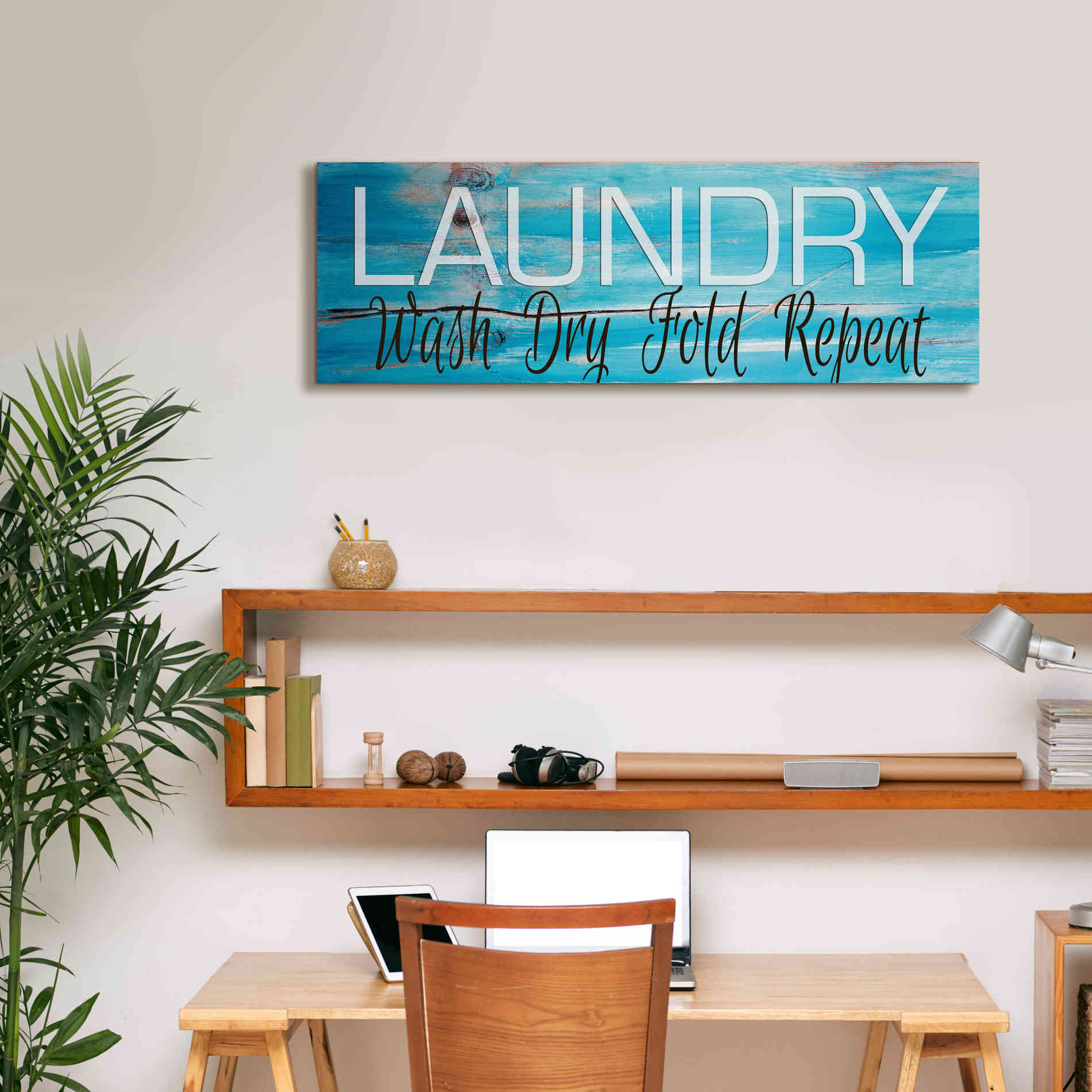 'Laundry - Wash, Dry, Fold, Repeat 2' by Cindy Jacobs, Canvas Wall Art,36 x 12