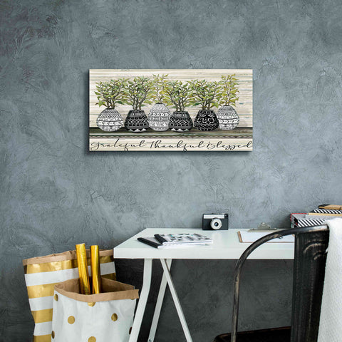 Image of 'Grateful Mud Cloth Vase' by Cindy Jacobs, Canvas Wall Art,24 x 12