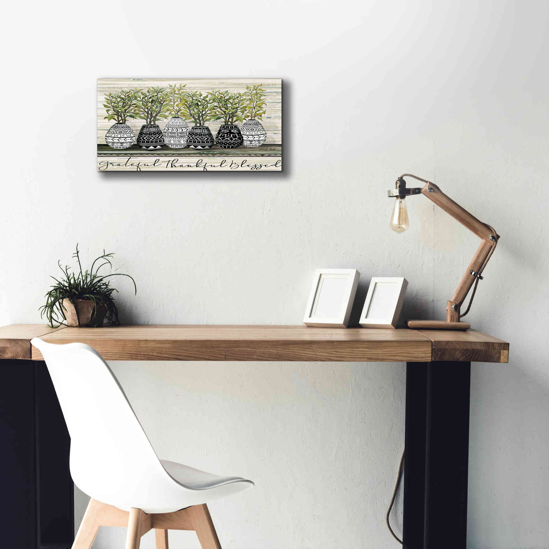 'Grateful Mud Cloth Vase' by Cindy Jacobs, Canvas Wall Art,24 x 12
