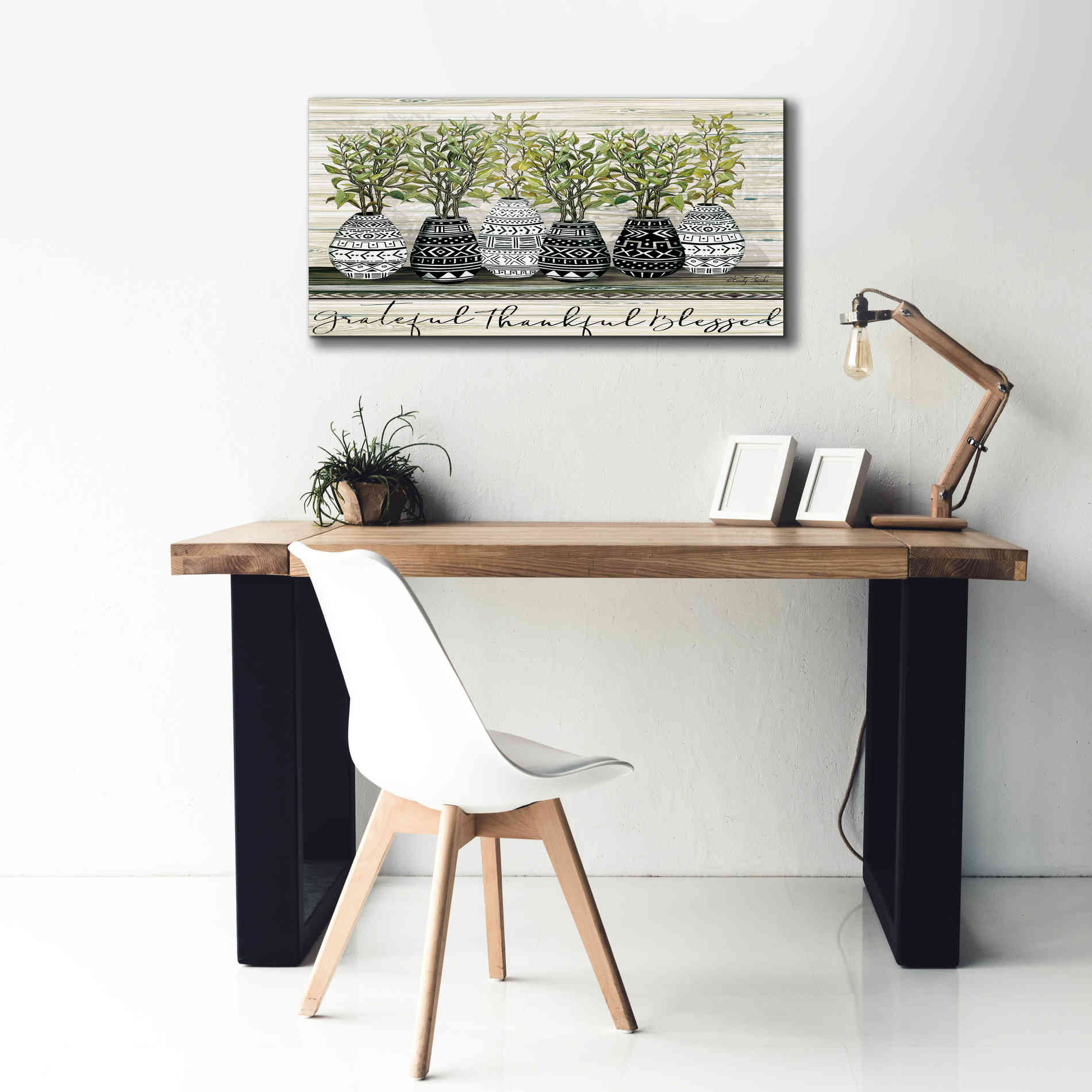 'Grateful Mud Cloth Vase' by Cindy Jacobs, Canvas Wall Art,40 x 20