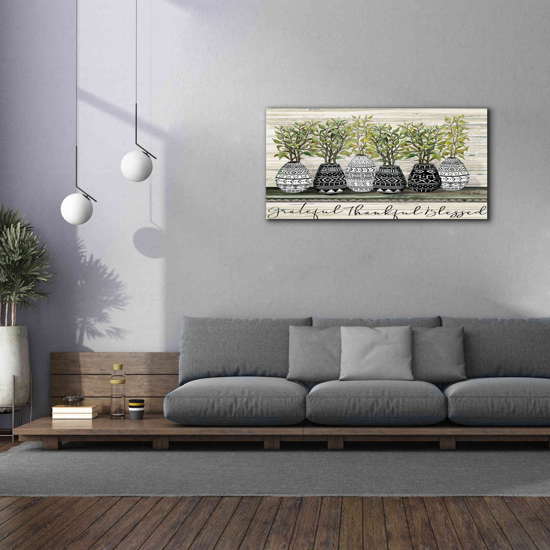 'Grateful Mud Cloth Vase' by Cindy Jacobs, Canvas Wall Art,60 x 30