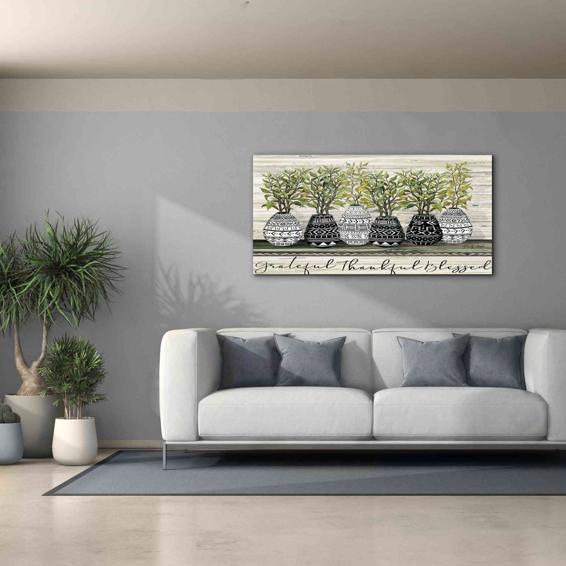 'Grateful Mud Cloth Vase' by Cindy Jacobs, Canvas Wall Art,60 x 30