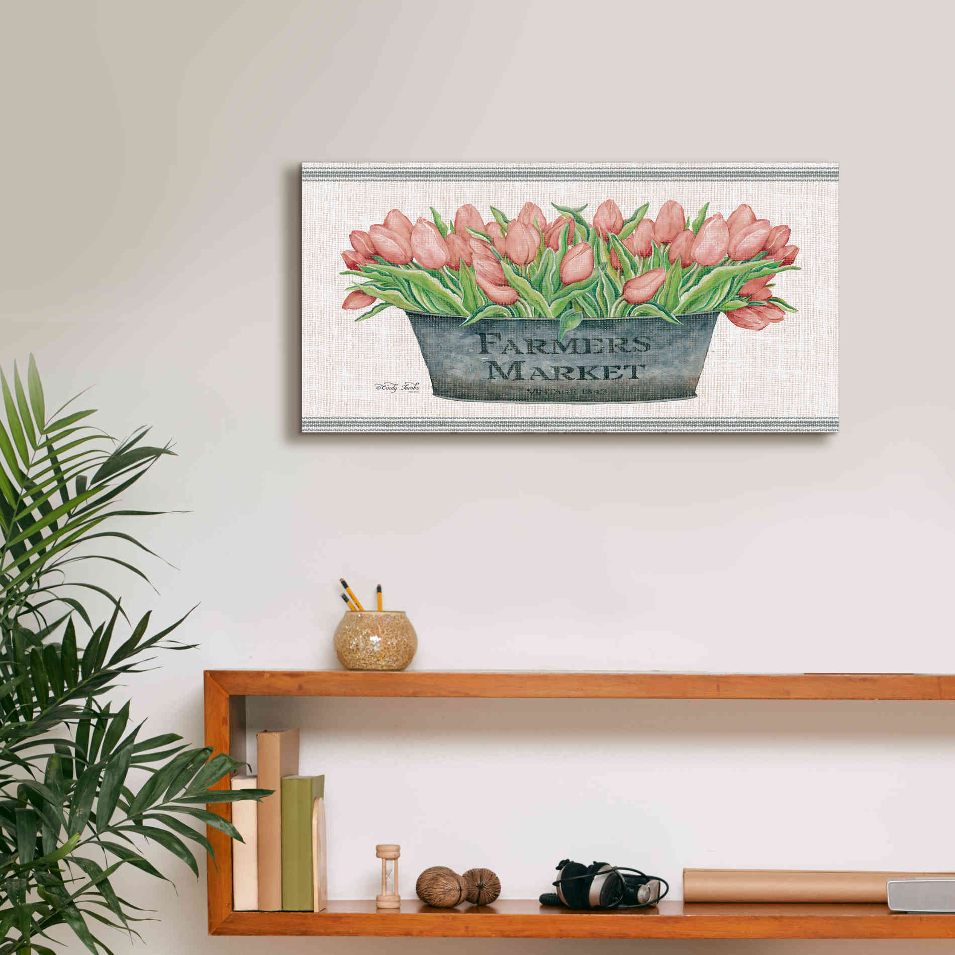 'Farmer's Market Blush Tulips' by Cindy Jacobs, Canvas Wall Art,24 x 12
