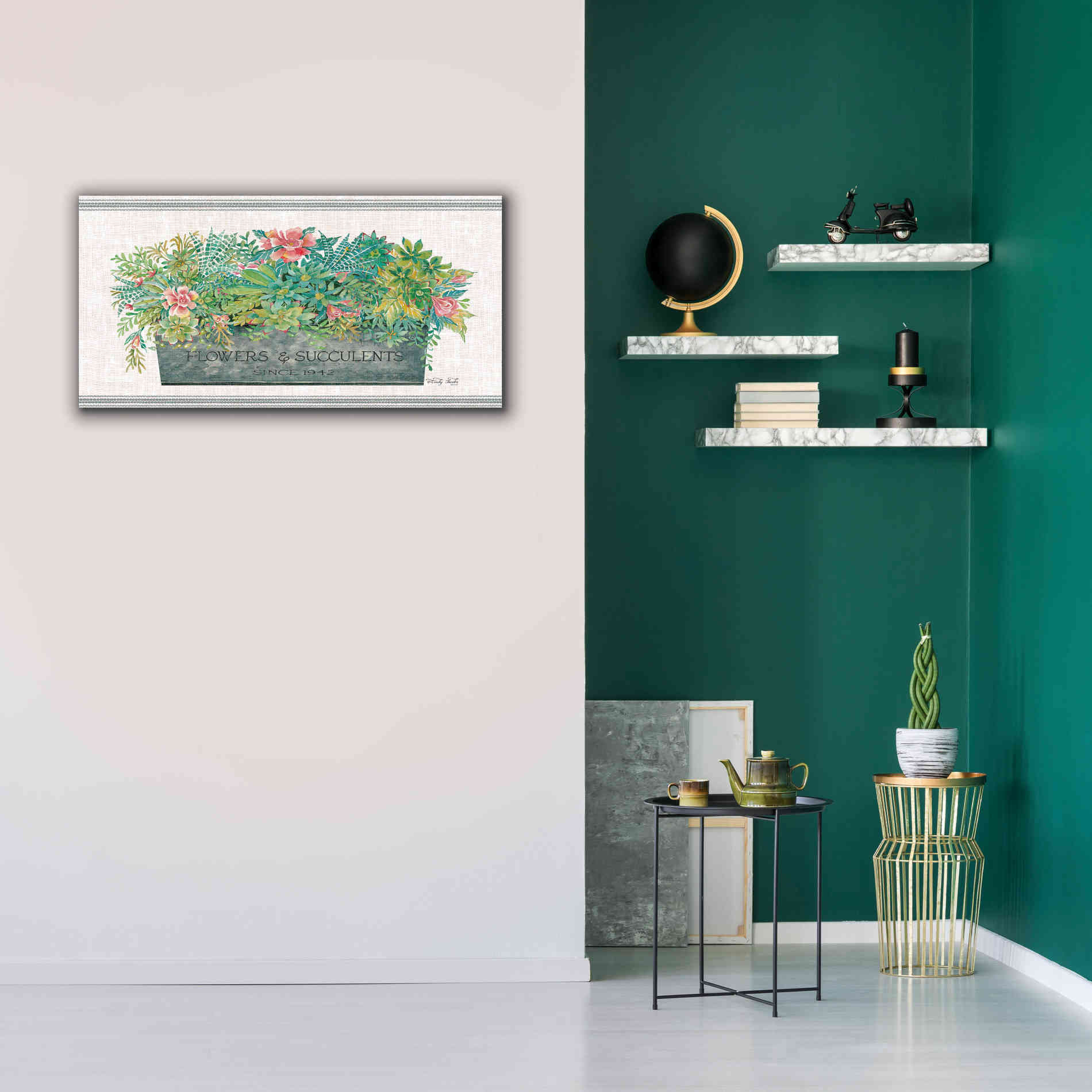 'Flowers & Succulents' by Cindy Jacobs, Canvas Wall Art,40 x 20