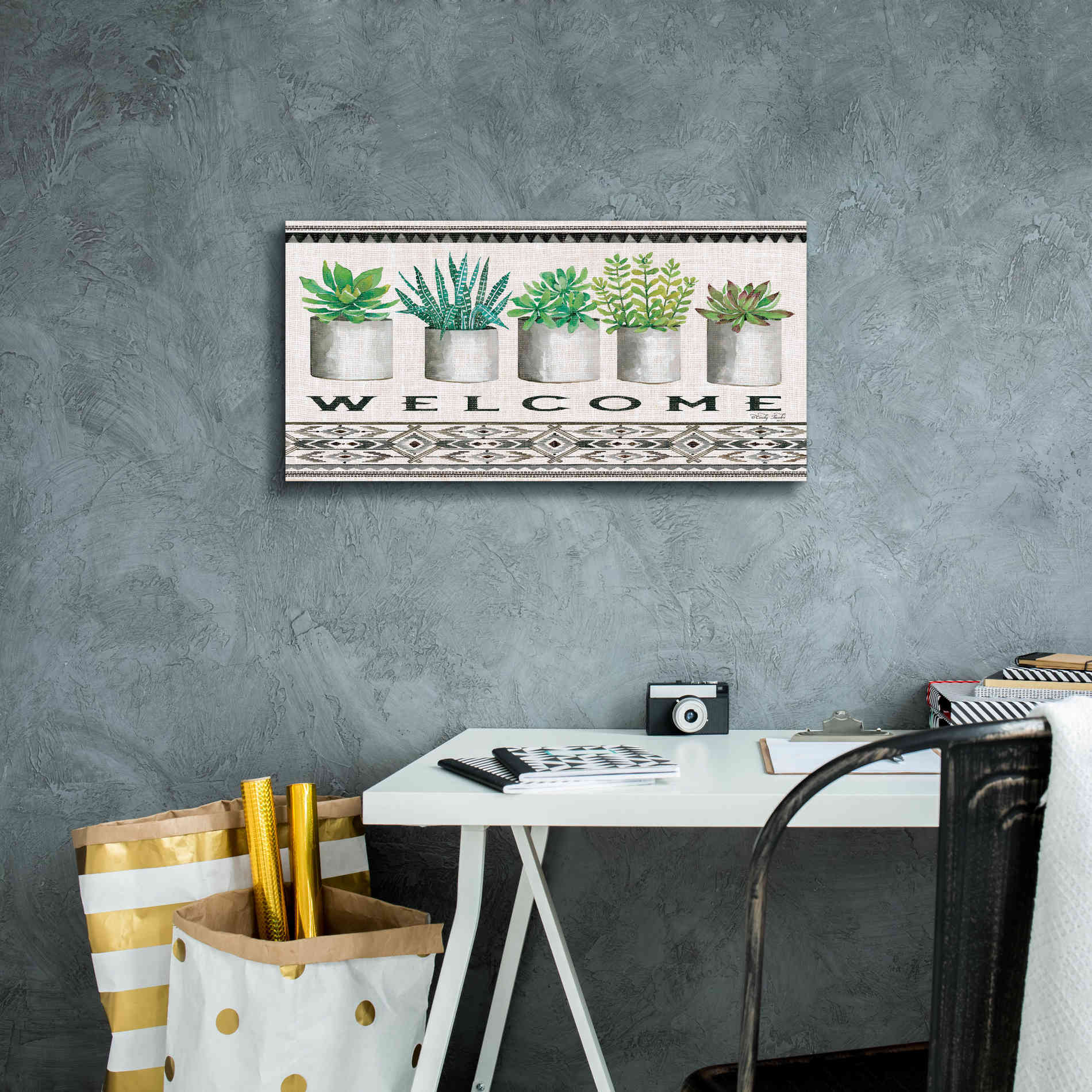 'Native Welcome' by Cindy Jacobs, Canvas Wall Art,24 x 12