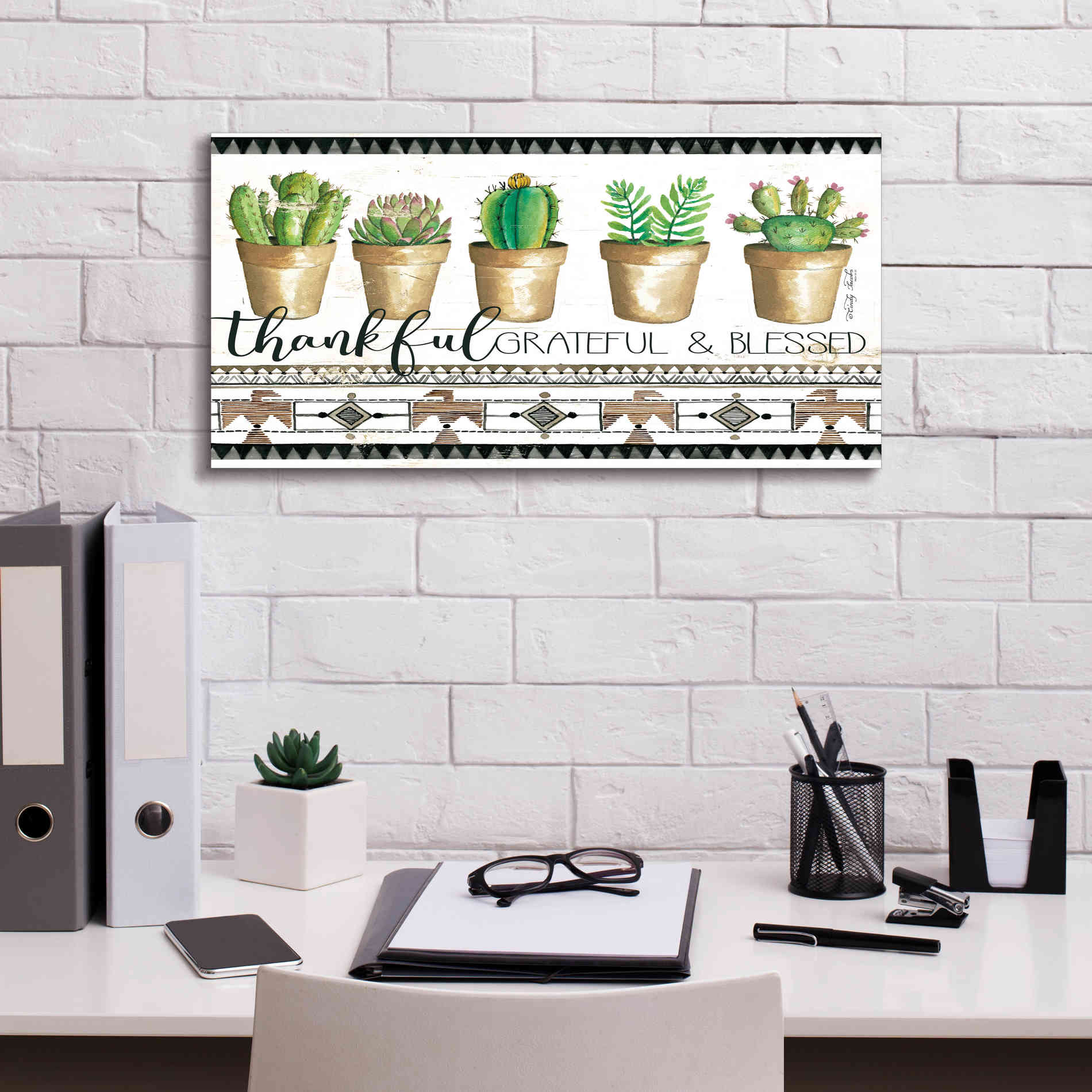 'Native Thankful Grateful' by Cindy Jacobs, Canvas Wall Art,24 x 12