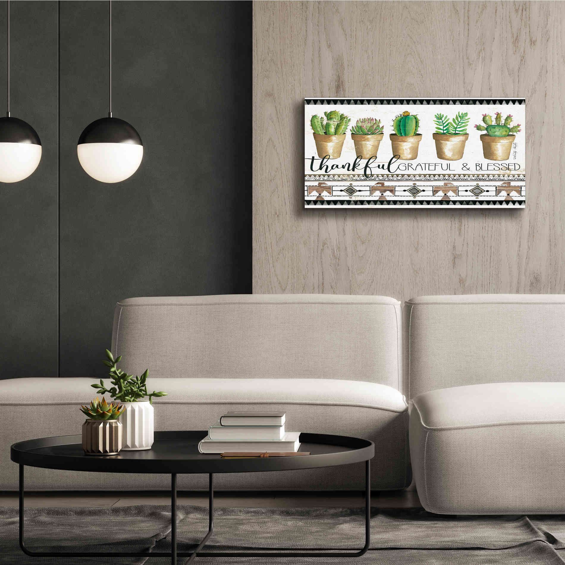 'Native Thankful Grateful' by Cindy Jacobs, Canvas Wall Art,40 x 20